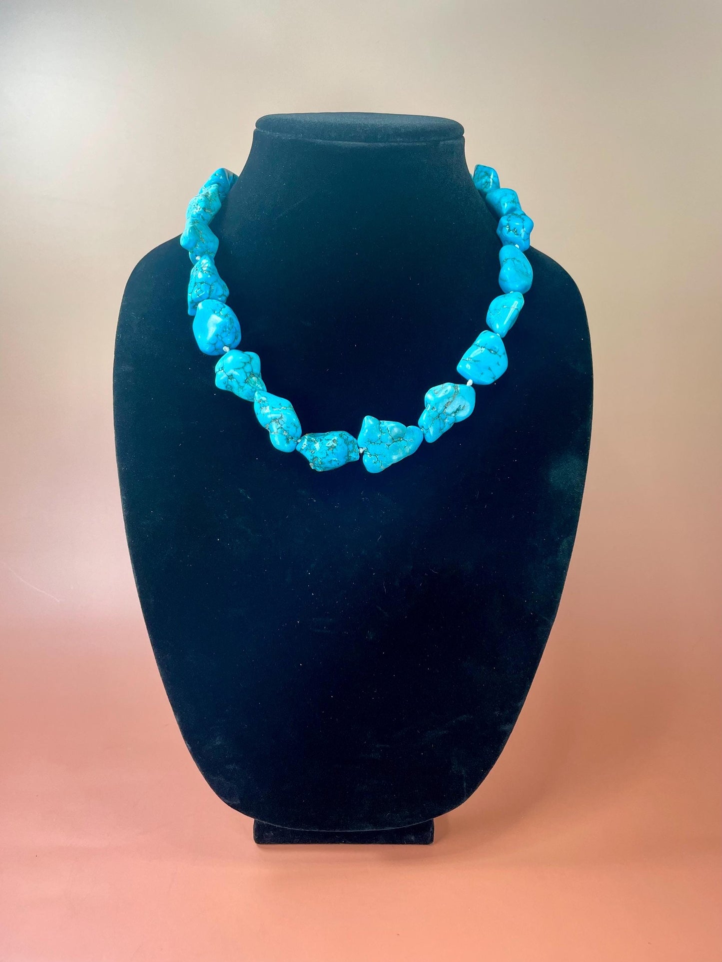 Chunky Real Turquoise Necklace Approximately 20.5 inches