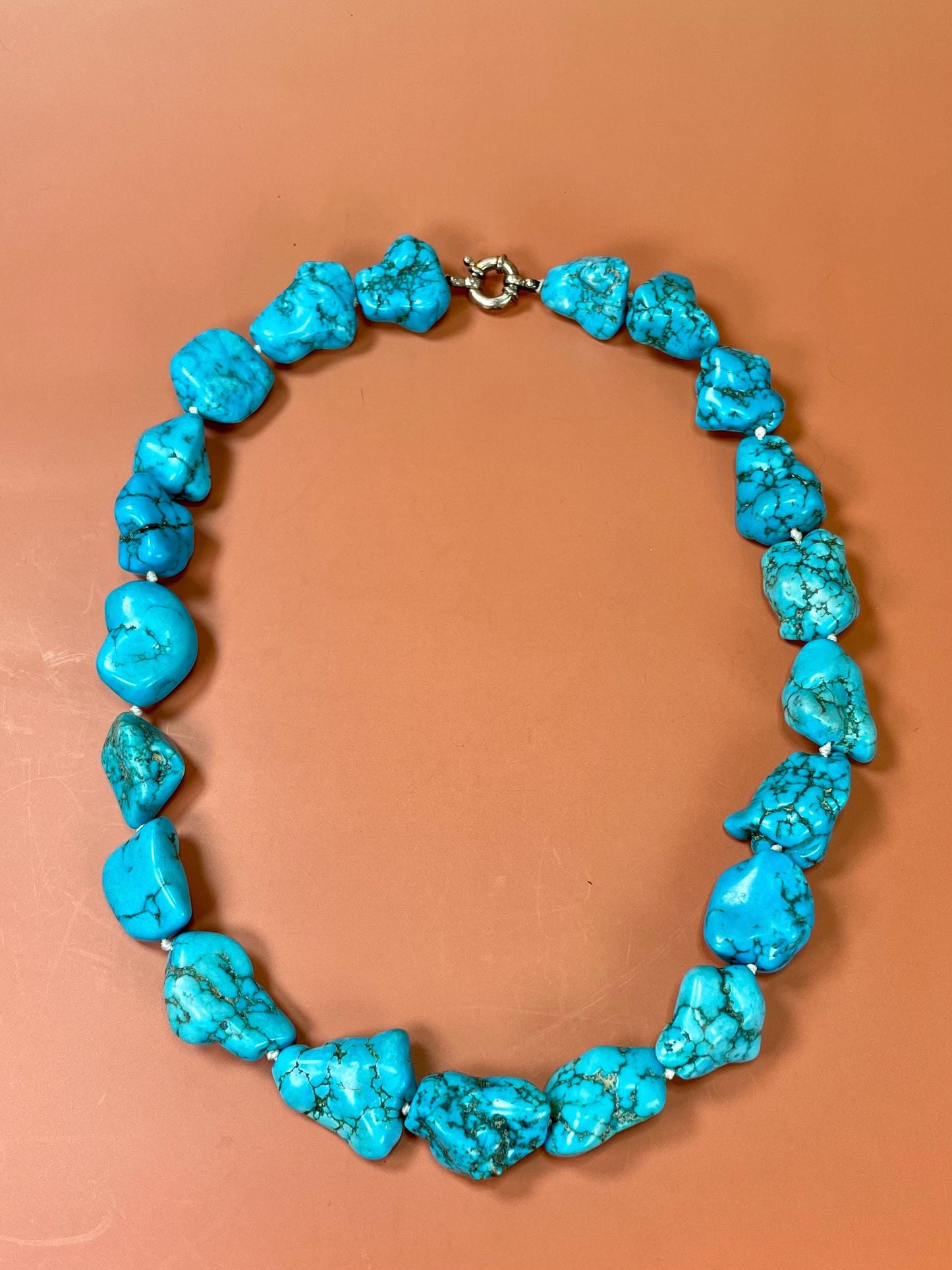Chunky Real Turquoise Necklace Approximately 20.5 inches