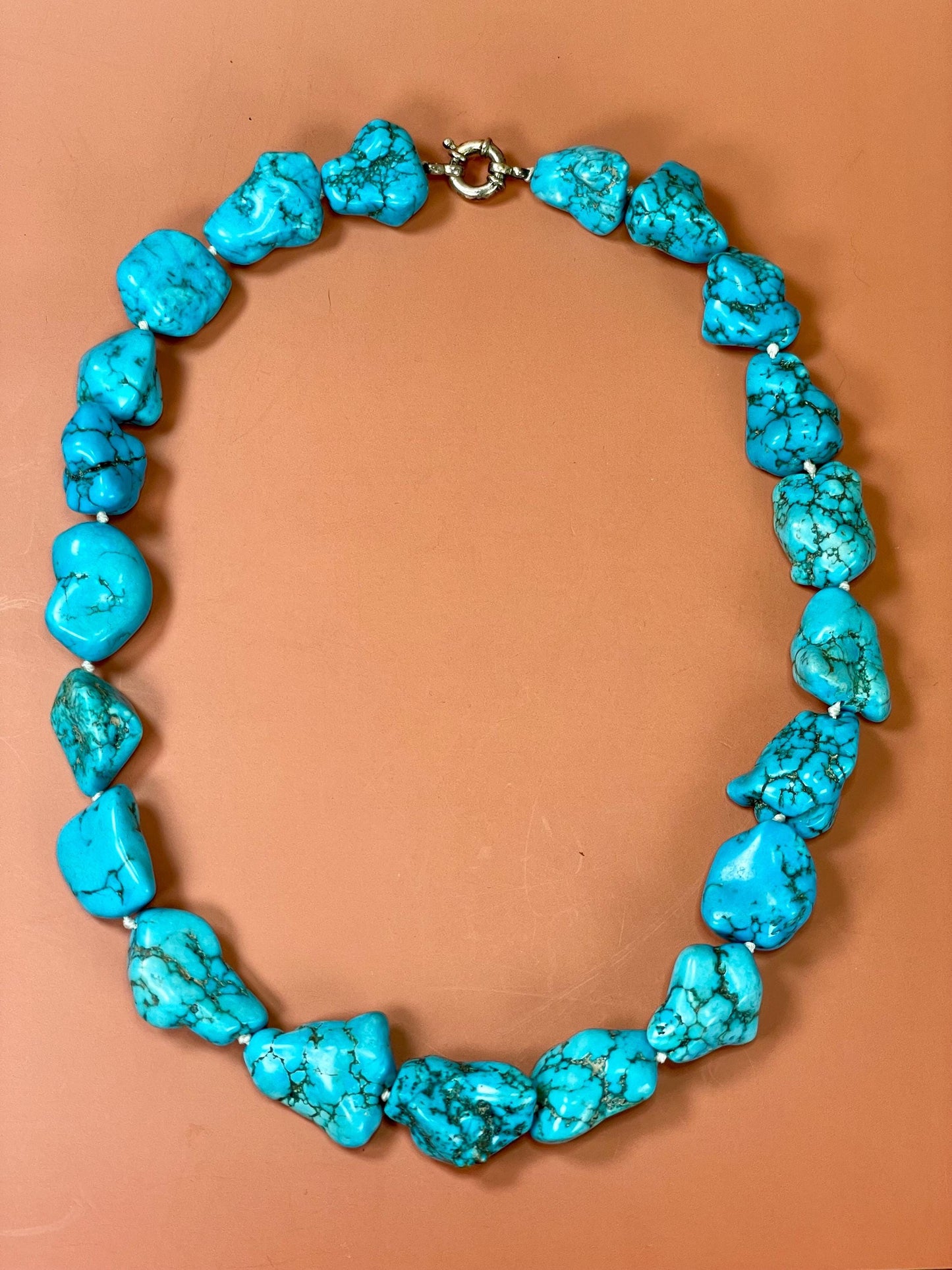 Chunky Real Turquoise Necklace Approximately 20.5 inches