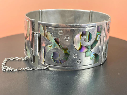 Stunning Abalone and Mexican Sterling silver bracelet
