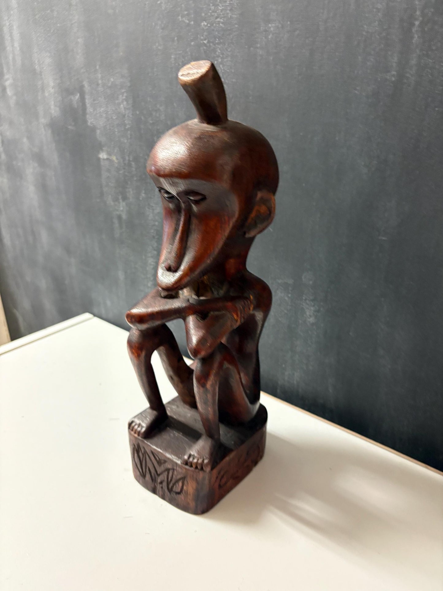 Fabulous African baoule monkey man statue - older piece and slight crack in arm - 12 inches high  African historical figure