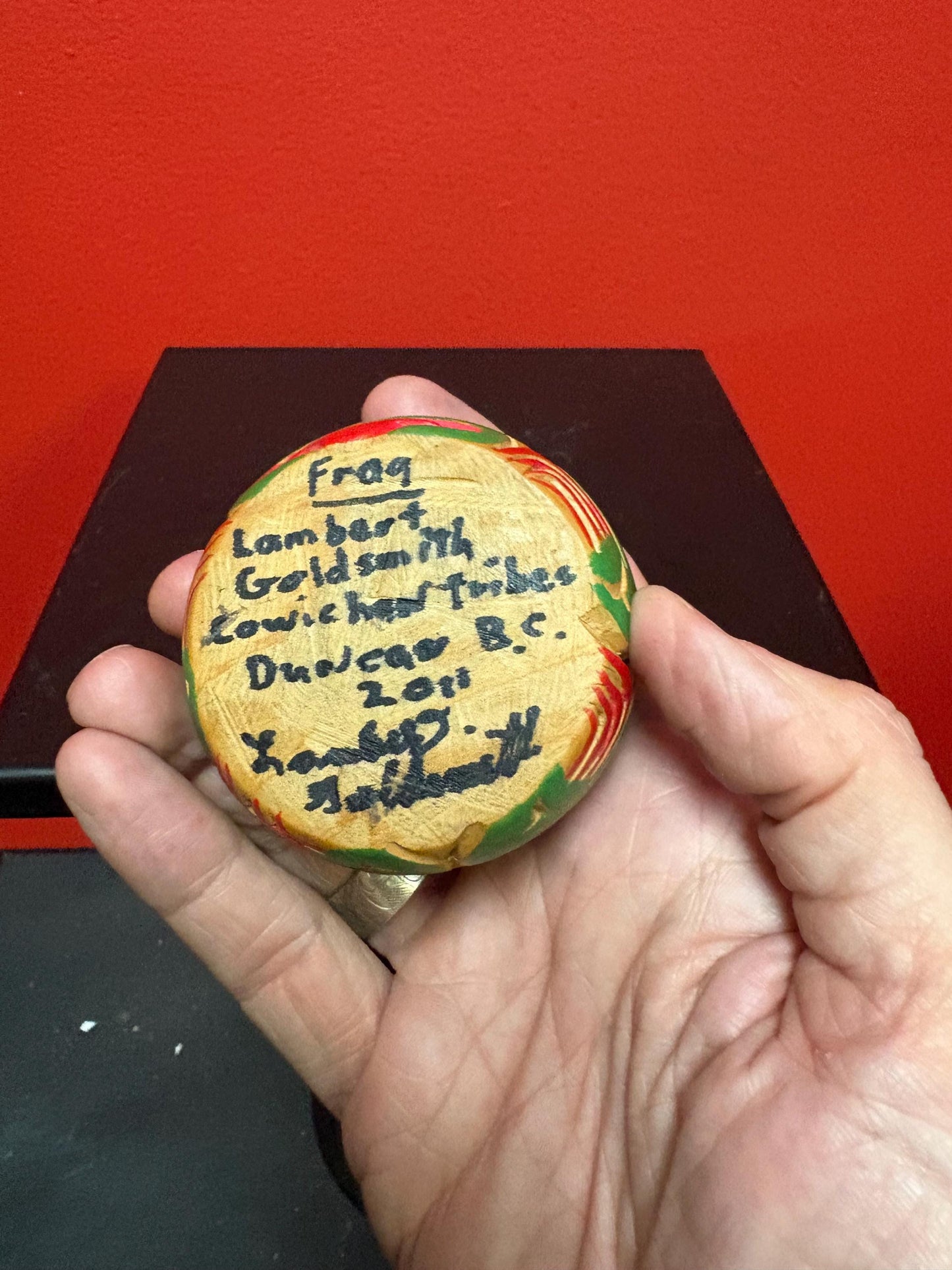 Amazing signed frog bowl 2.5 x 2 high by Lambert Goldsmith  indigenous first nations Pacific Northwest Coast frog bowl- wow