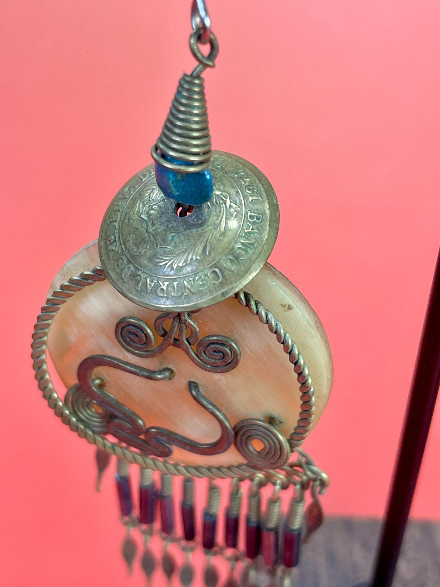 Boho Brass & Stone Chandelier Earrings