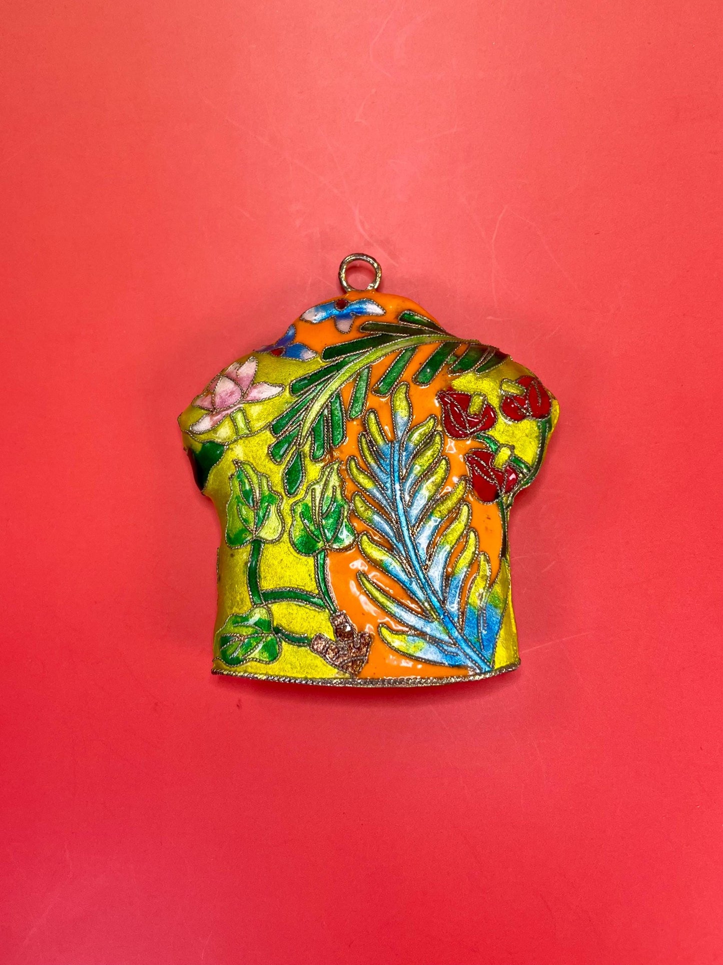 Vibrant enameled Metal Hawaiian Shirt Pendant
