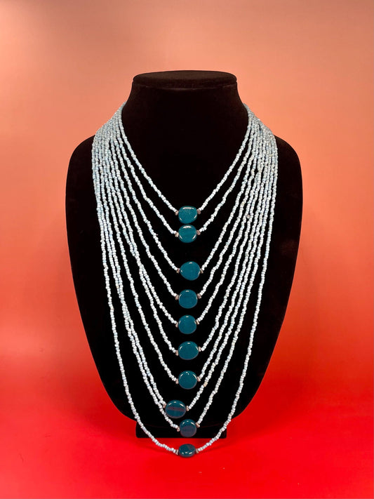 Elegant Turquoise and stone Beaded Layered Necklace