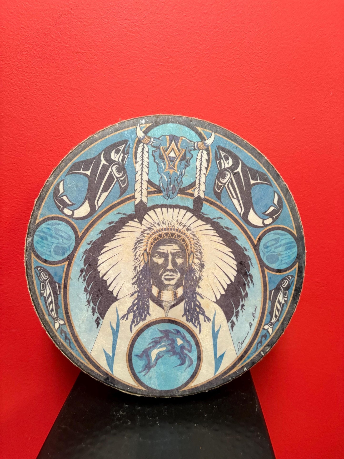 Fabulous indigenous first nations Pacific northwest coast  drum with amazing sound  cool piece