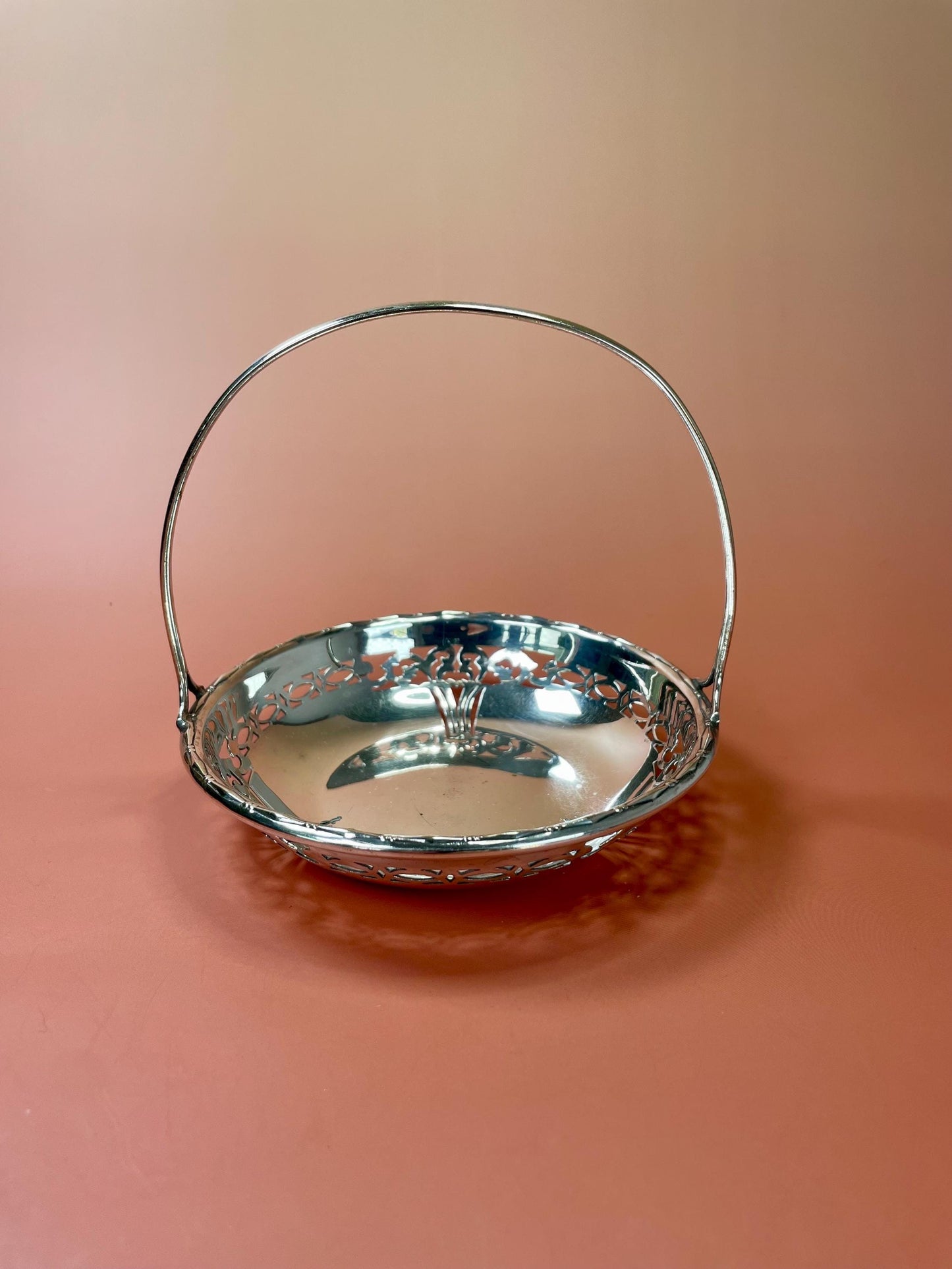 Delicate Silver Plated Handled Basket Derving Dish