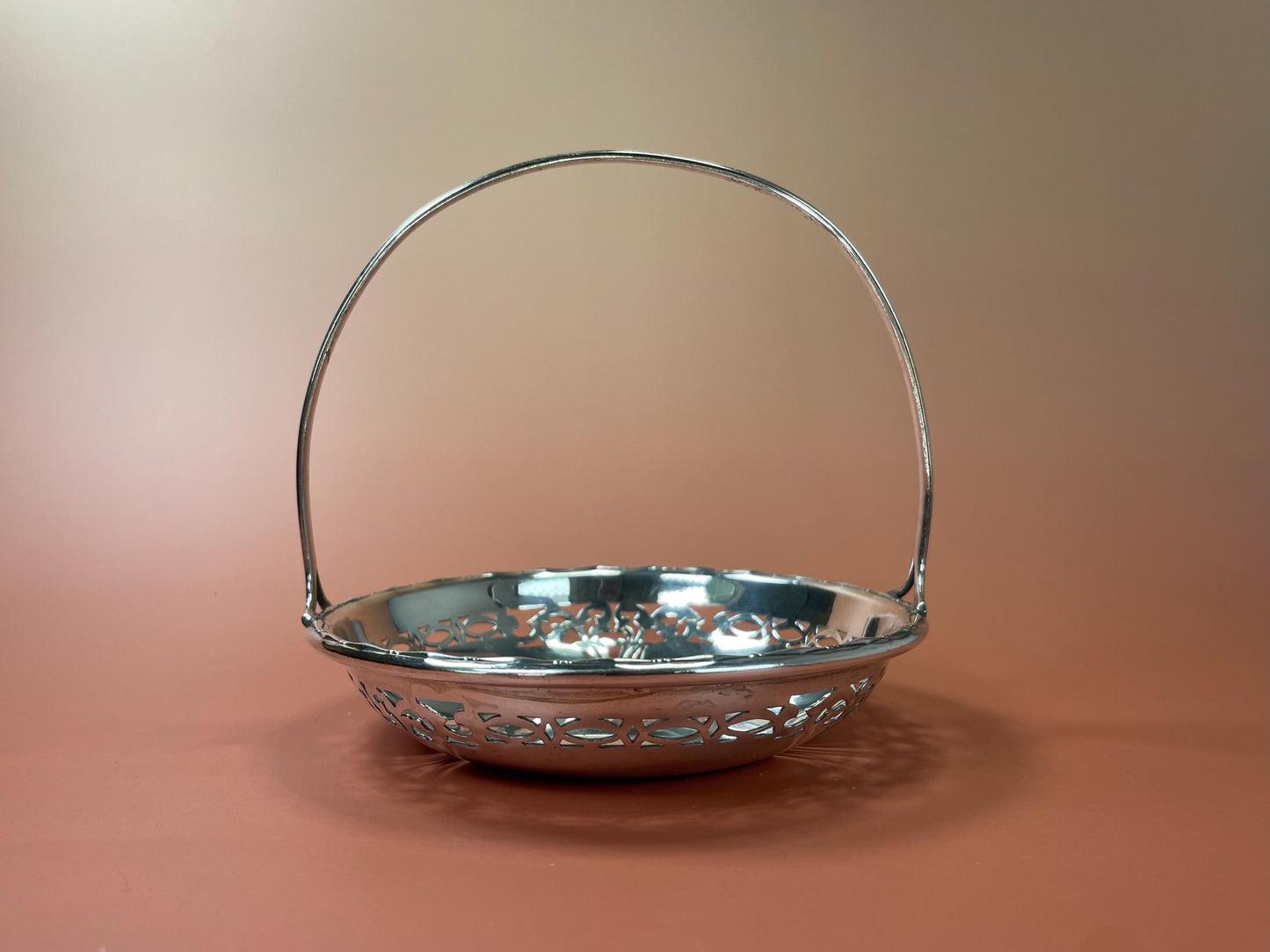 Delicate Silver Plated Handled Basket Derving Dish