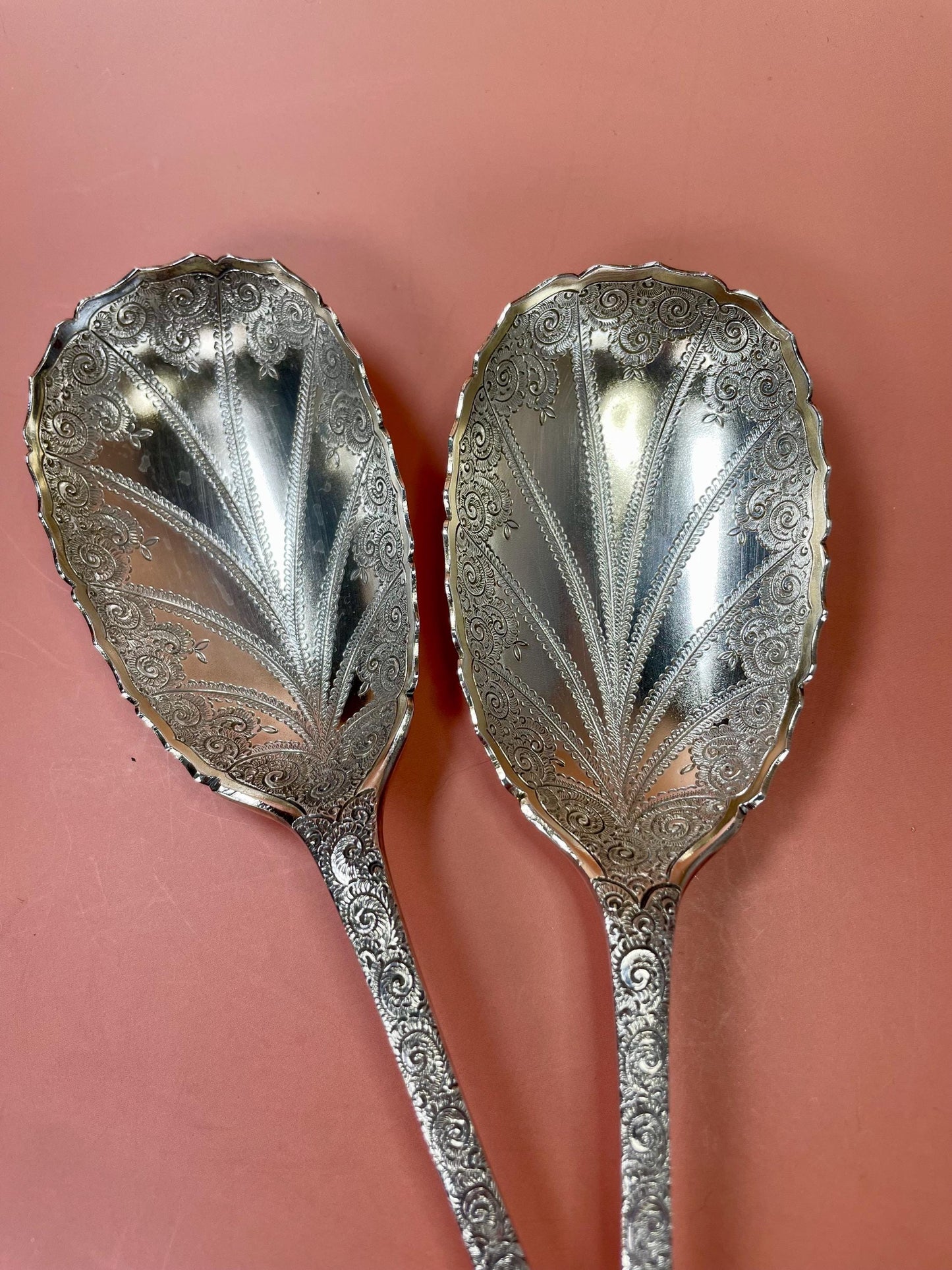 Lovely pair 9 inch long silver plated spoons  wonderful gift