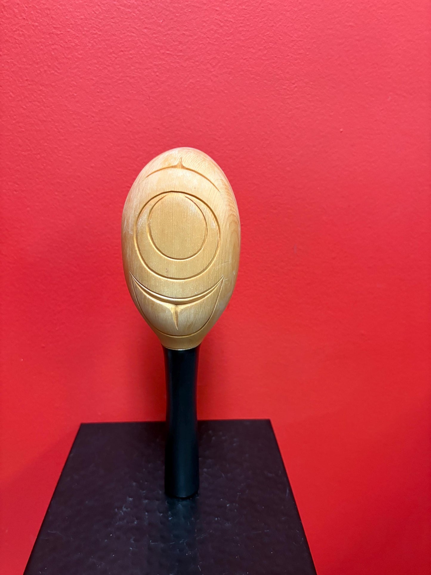 Lovely 10 inch eastern indigenous Canadian first nations rattle with great sound good condition and great price