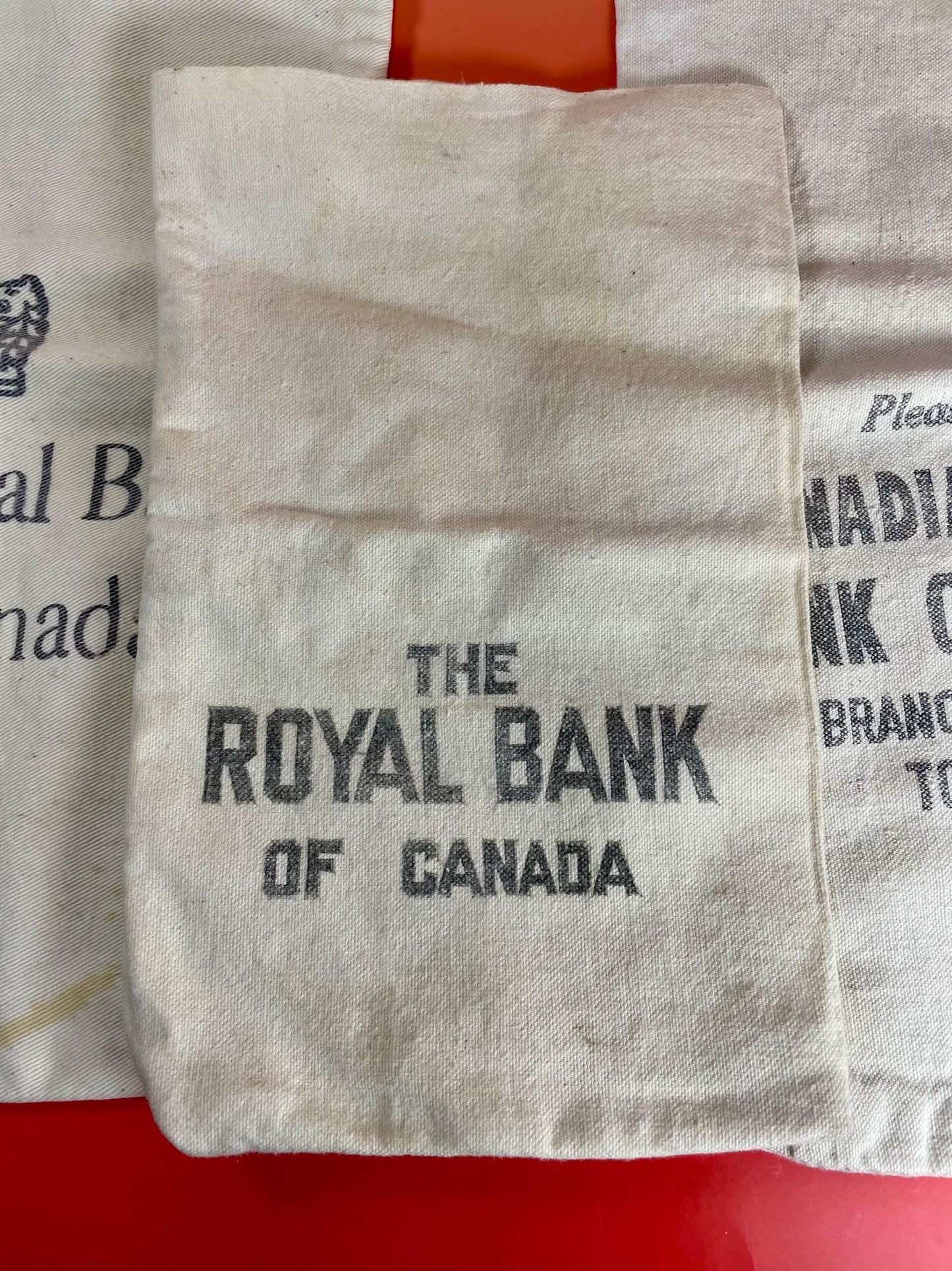 Vintage Lot of 3 Royal Bank of Canada Canvas Money Bags