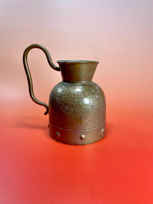 Lovely antique 6.5 inch hammered copper jug  good old condition but see photos