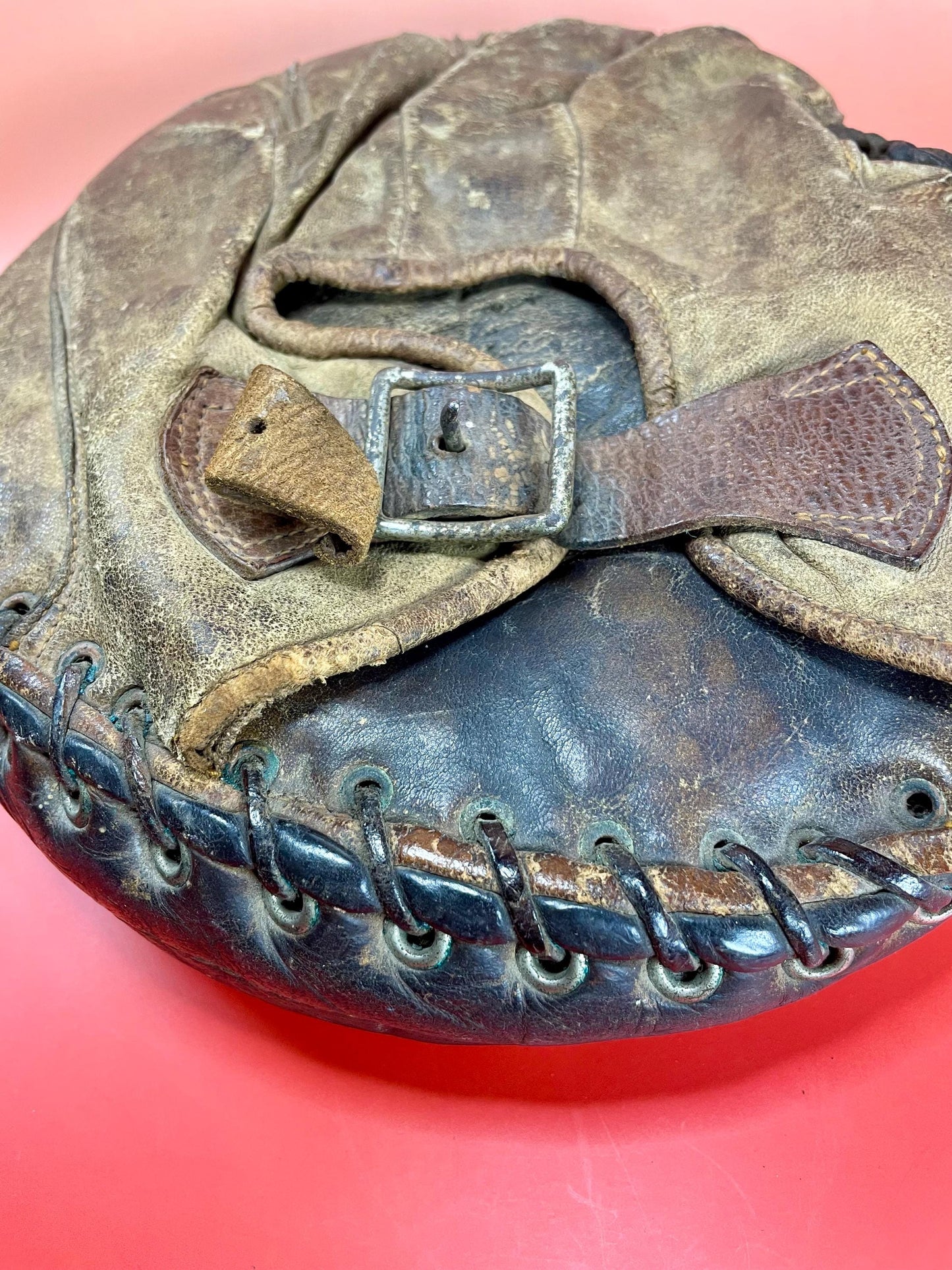 Fabulous  antique  leather baseball catchers mitt  great gift for the baseball enthusiast