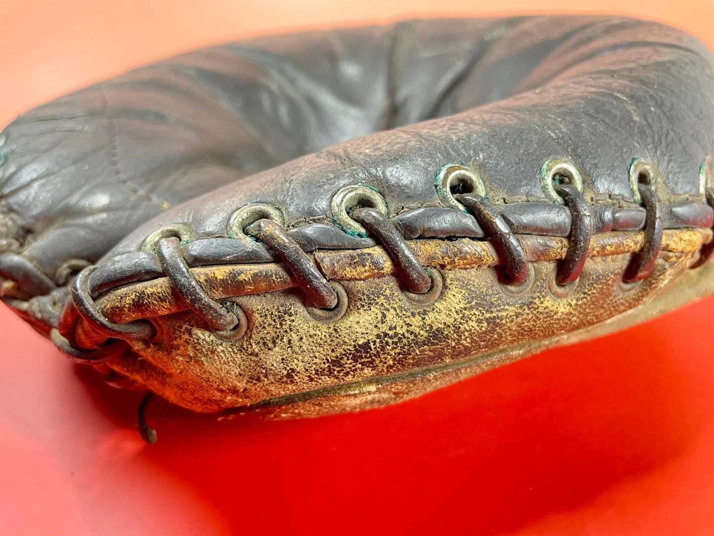 Fabulous  antique  leather baseball catchers mitt  great gift for the baseball enthusiast