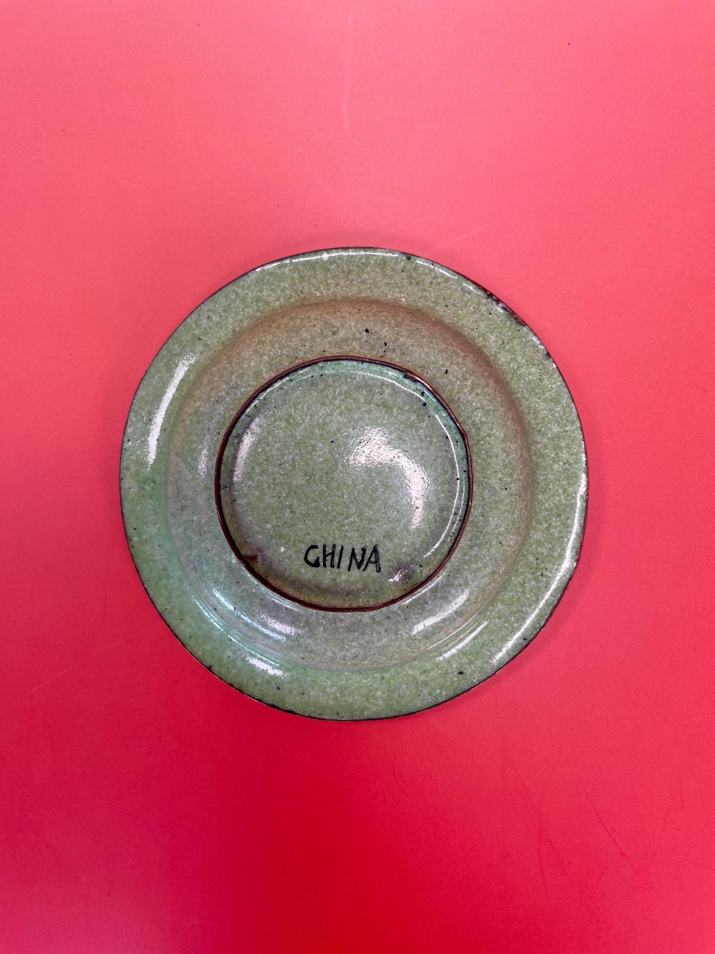 Chinese enamel Dish 1950s   3.5 inches