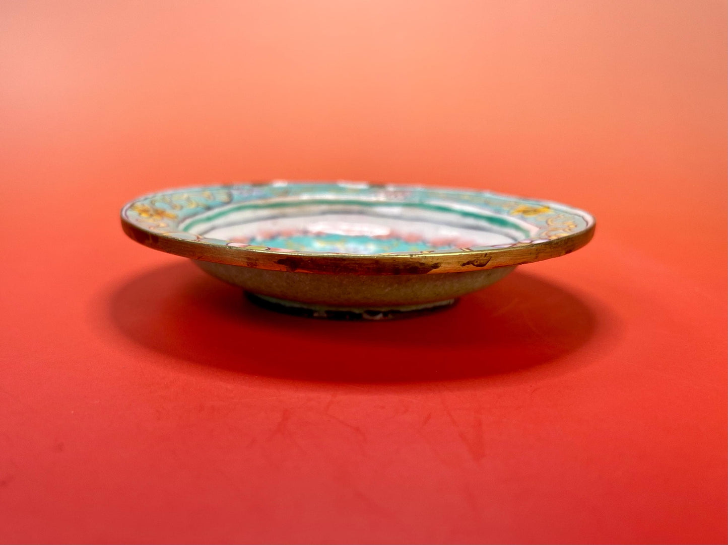 Chinese enamel Dish 1950s   3.5 inches