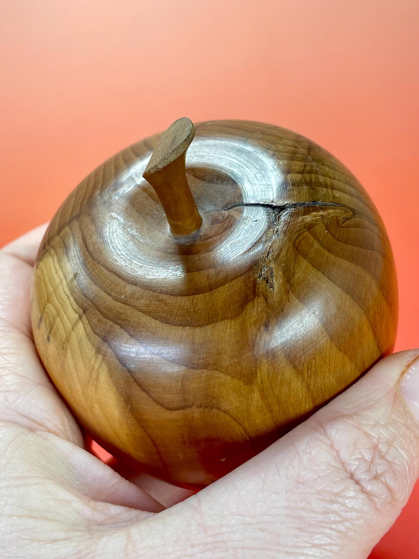 Hand Carved and Polished Wooden Apple