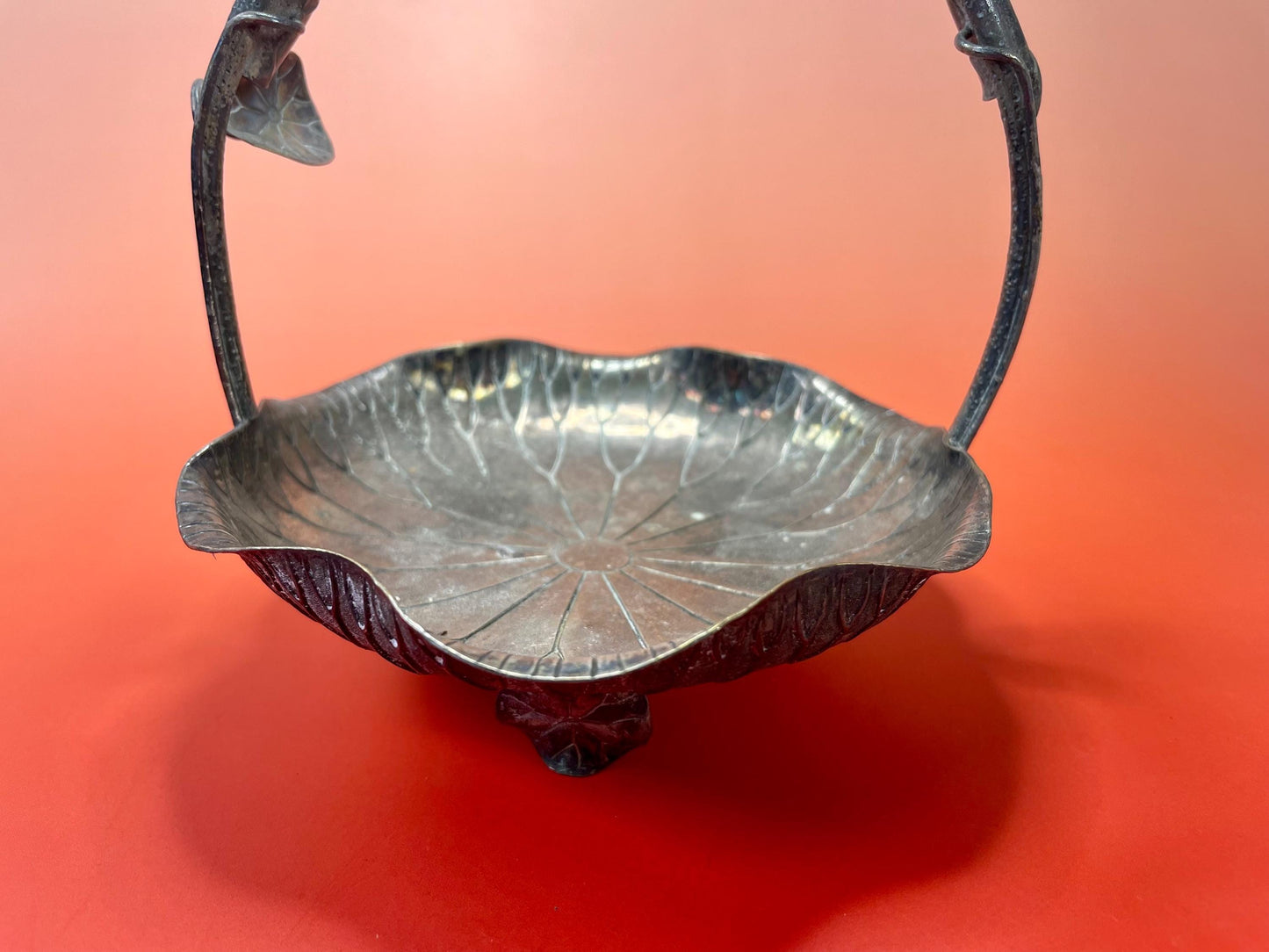 Antique Silver Plated Art Nouveau Lily Pad Dish