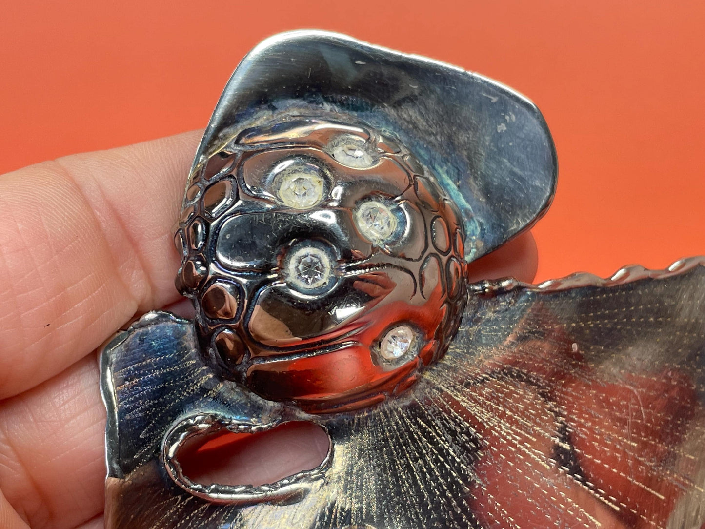 Approx 4.25 inch wide x 3 inch high Cool Brutalist Brooch  1950s