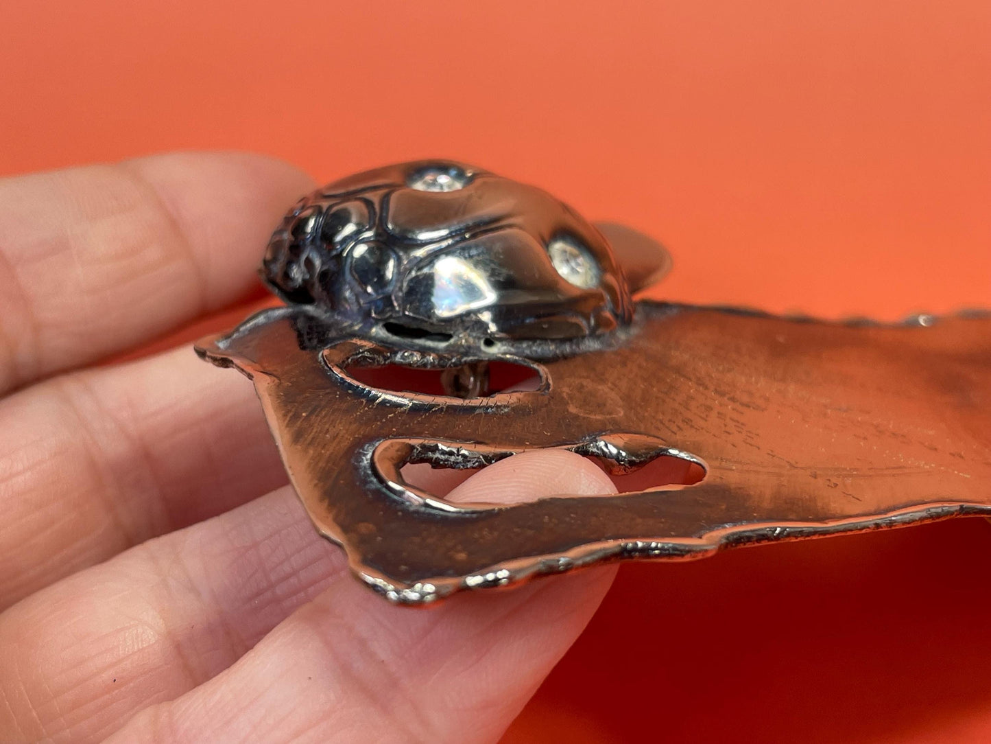 Approx 4.25 inch wide x 3 inch high Cool Brutalist Brooch  1950s