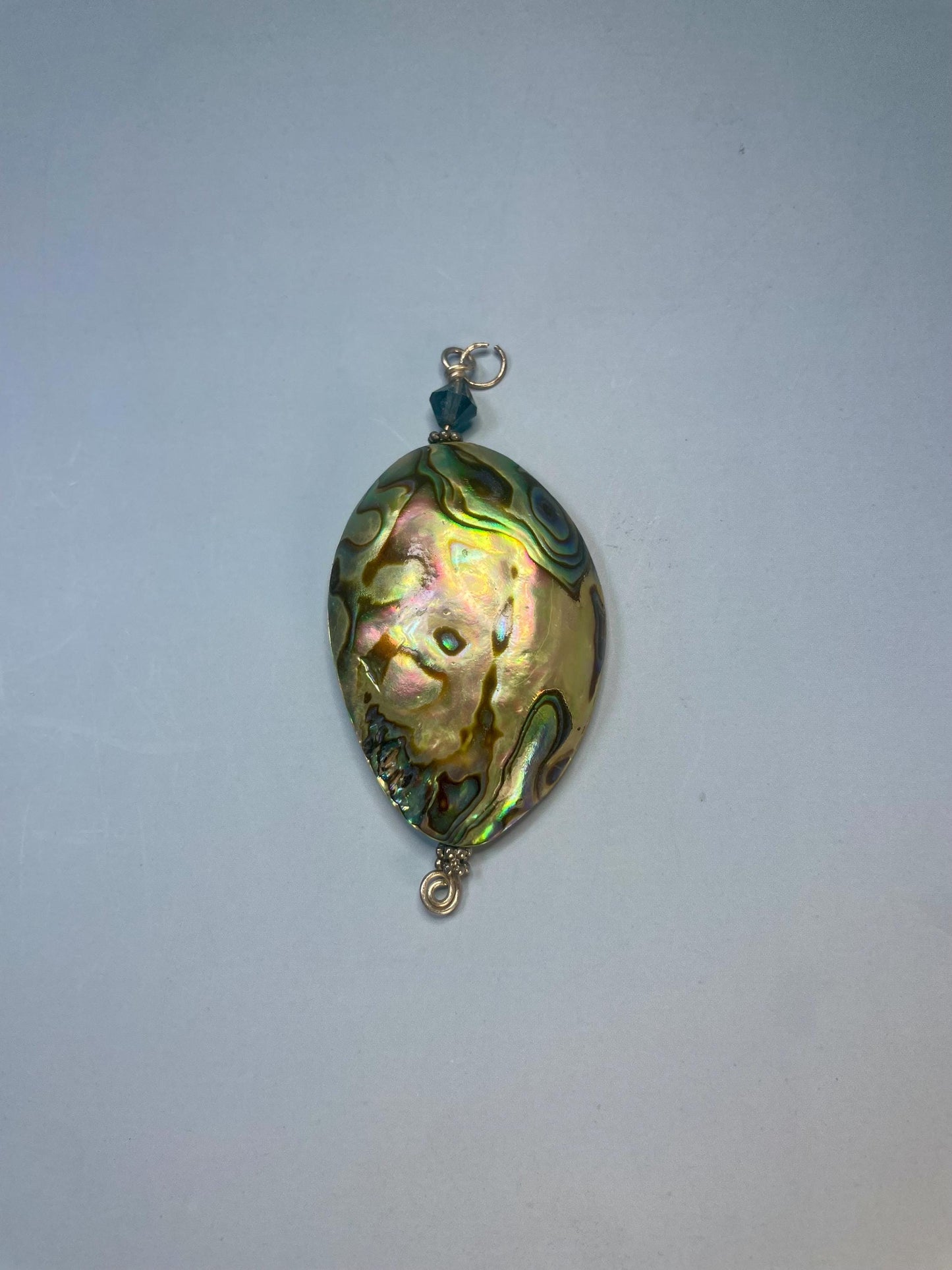 2 inch long abalone shell pendant  lovely condition