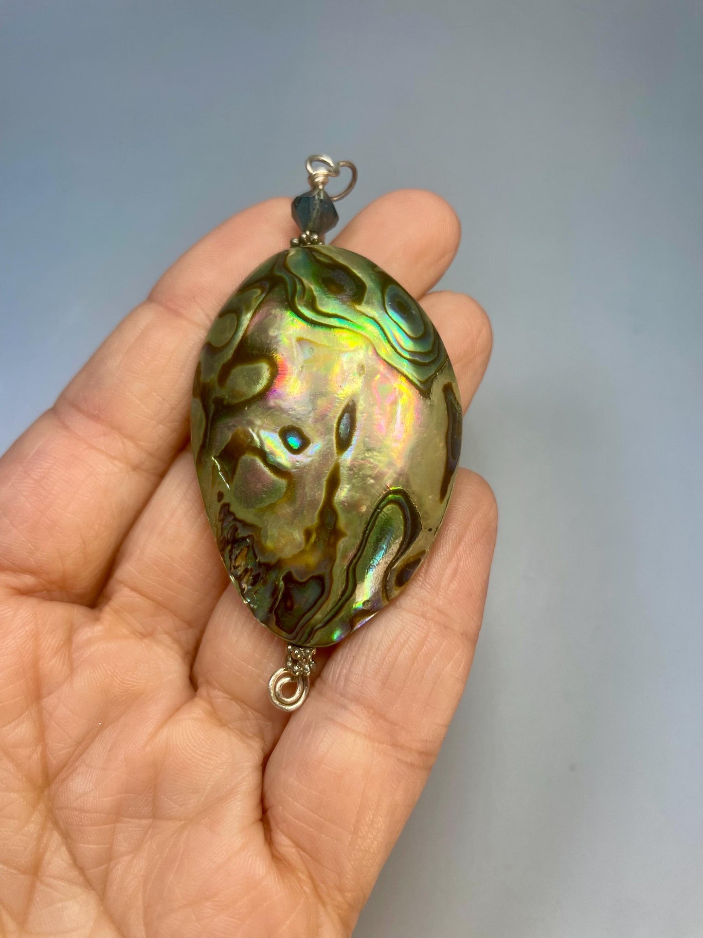 2 inch long abalone shell pendant  lovely condition