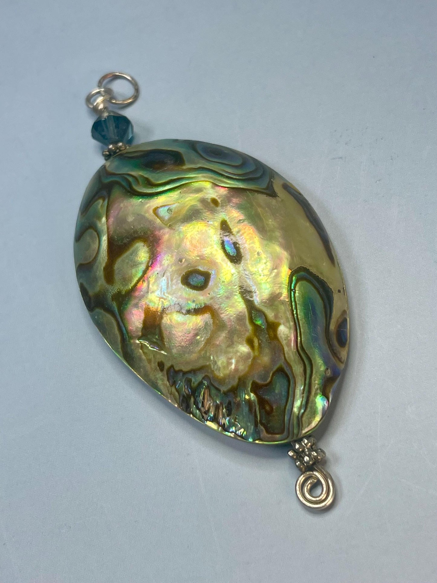 2 inch long abalone shell pendant  lovely condition