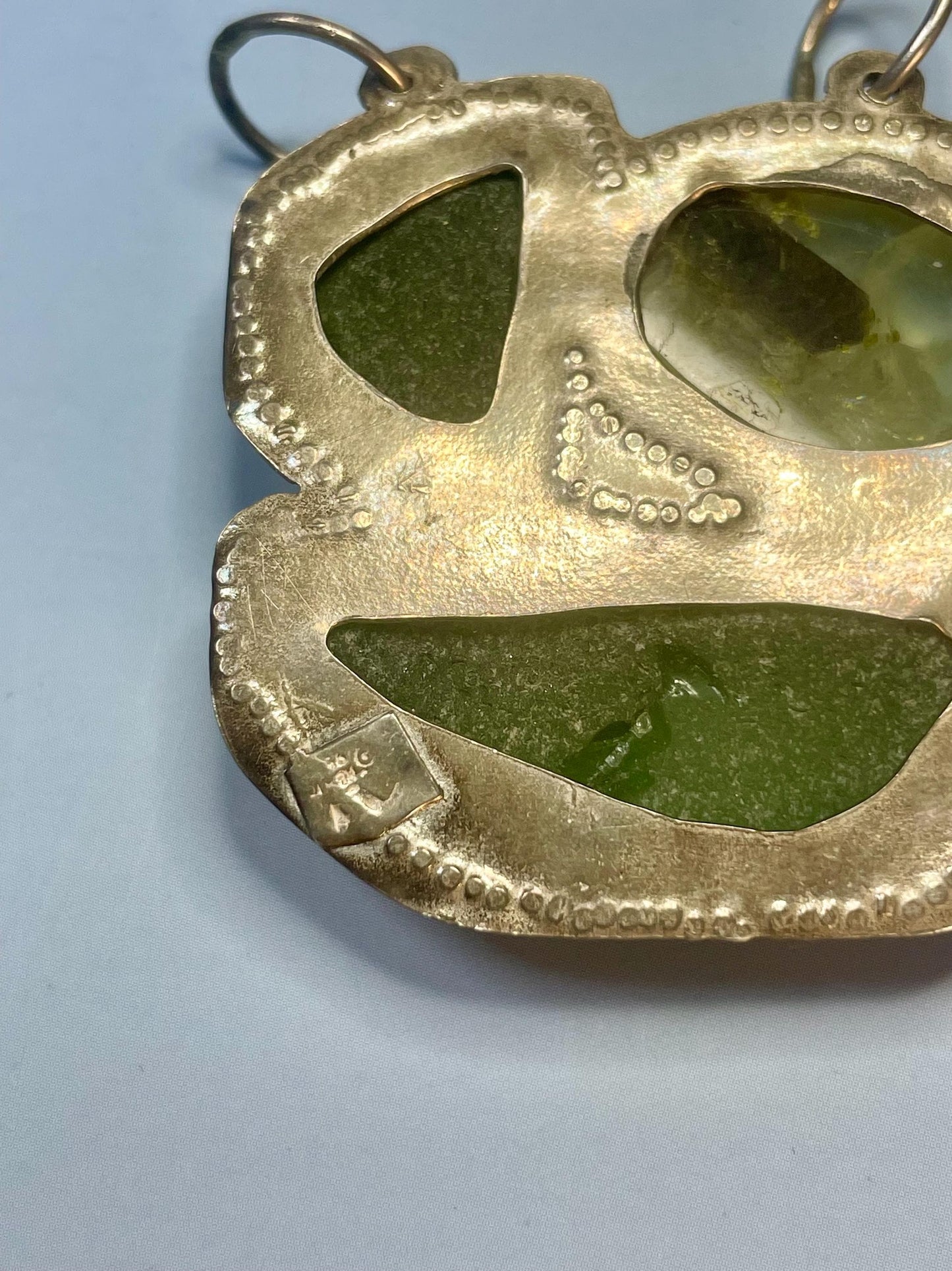 Cool Gemstone and Untested Silver Pendant  1.75 inches