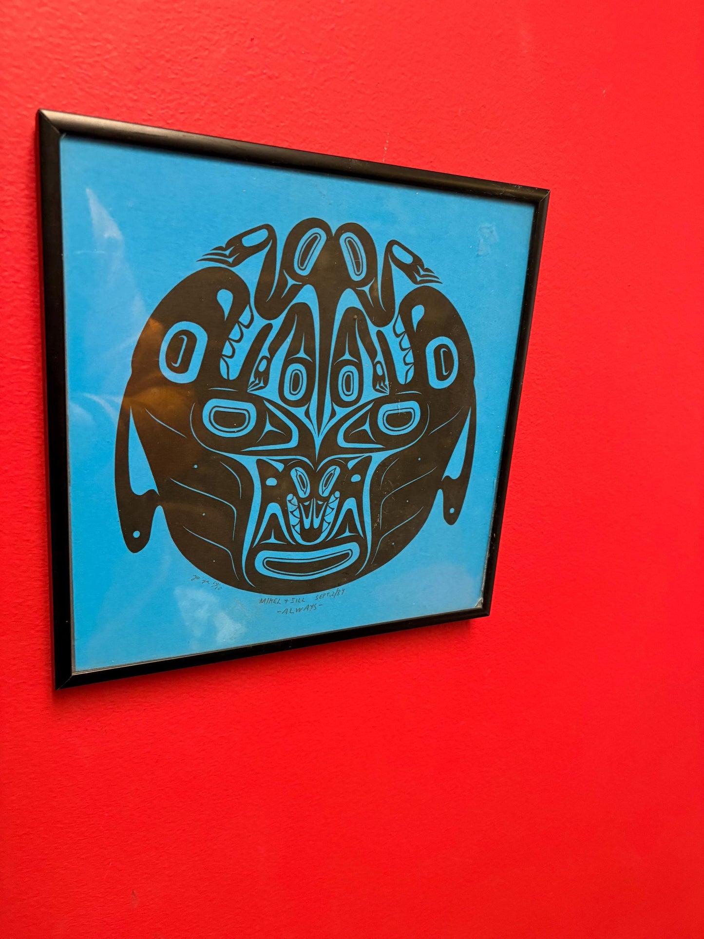 Indigenous first Nations Limited edition signed print entitled always  - great imagery - 9 x 9  beautiful frame