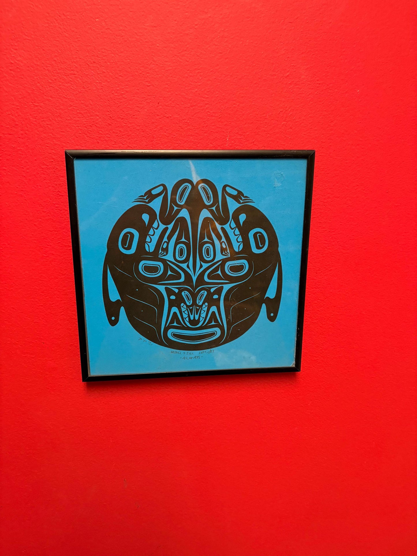 Indigenous first Nations Limited edition signed print entitled always  - great imagery - 9 x 9  beautiful frame
