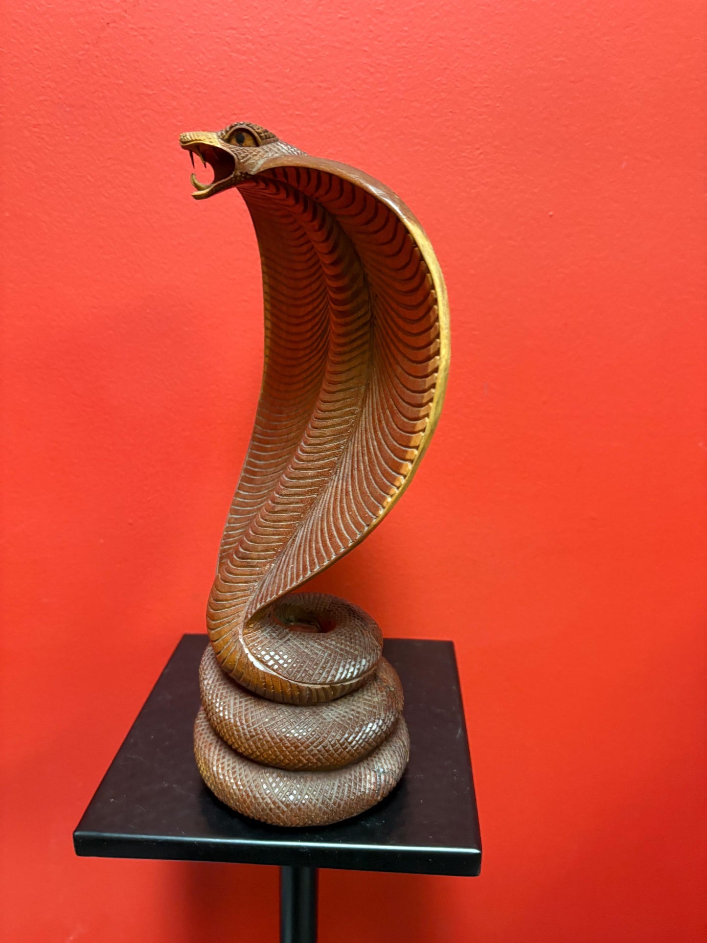 Stunning Asian 12 inch python snake carved out of wood   amazing condition and fabulous detail great value and great gift