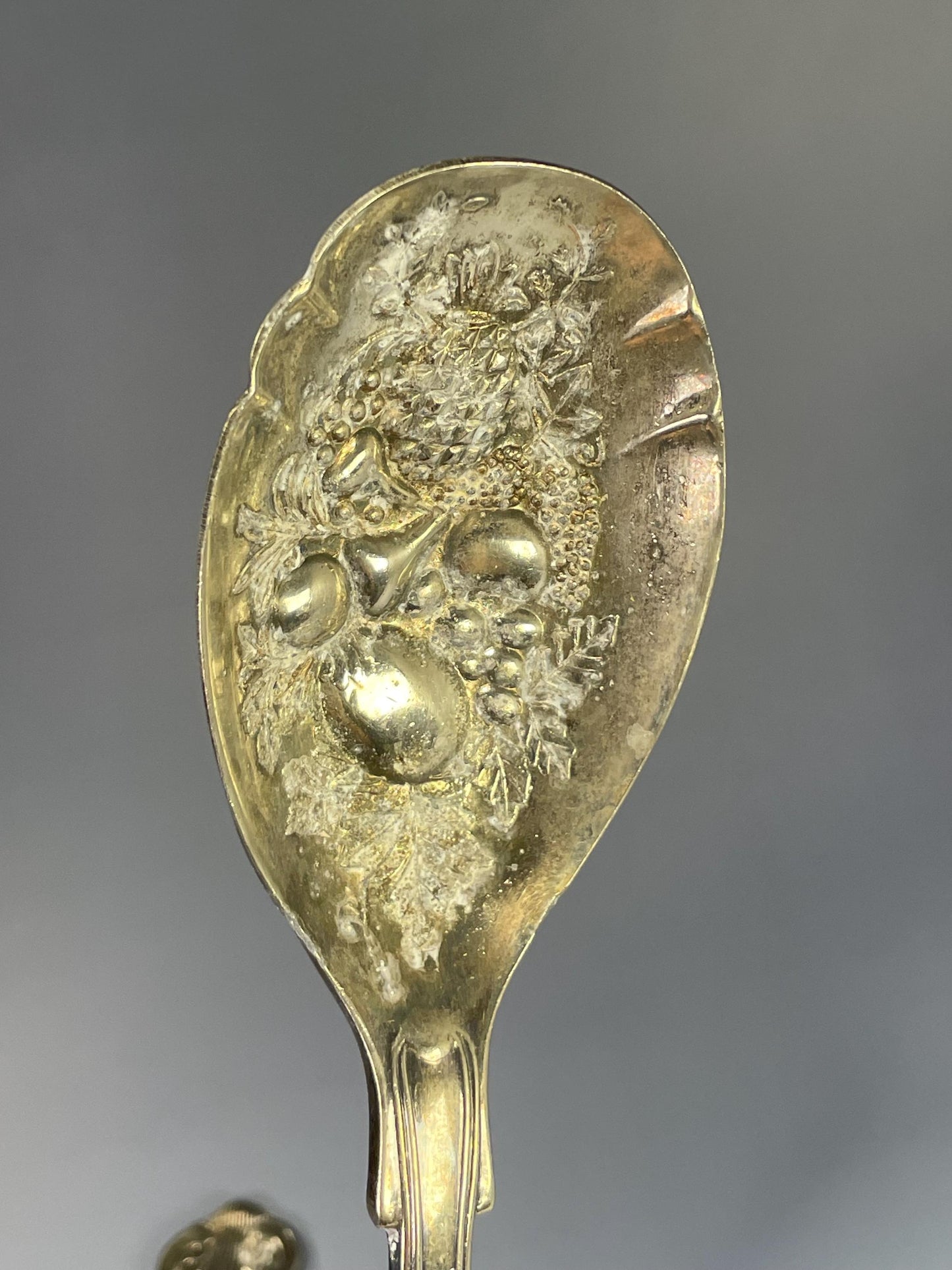 Lovely pair Antique Italian 9 inch long silver plated berry spoons  wonderful gift