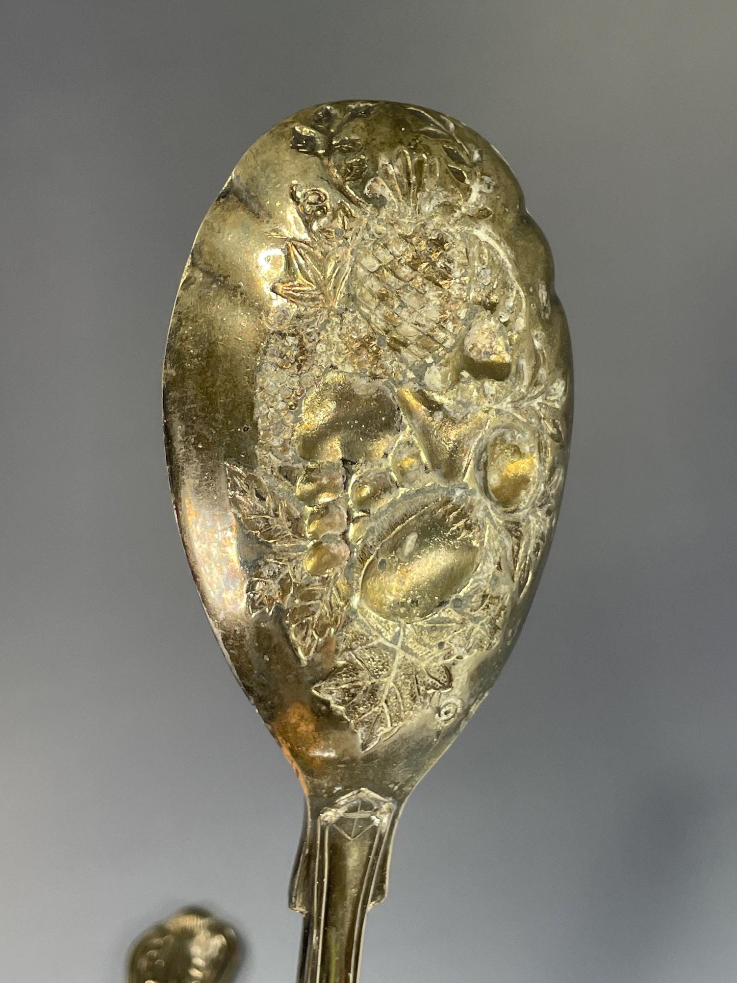 Lovely pair Antique Italian 9 inch long silver plated berry spoons  wonderful gift