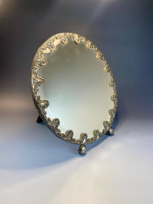 Beautiful Ornate Antique Silver Plated Mirror