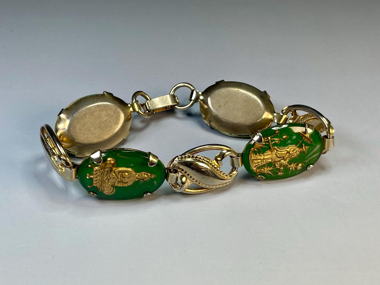 Elegant Vintage Enamel and Gold-Tone Bracelet