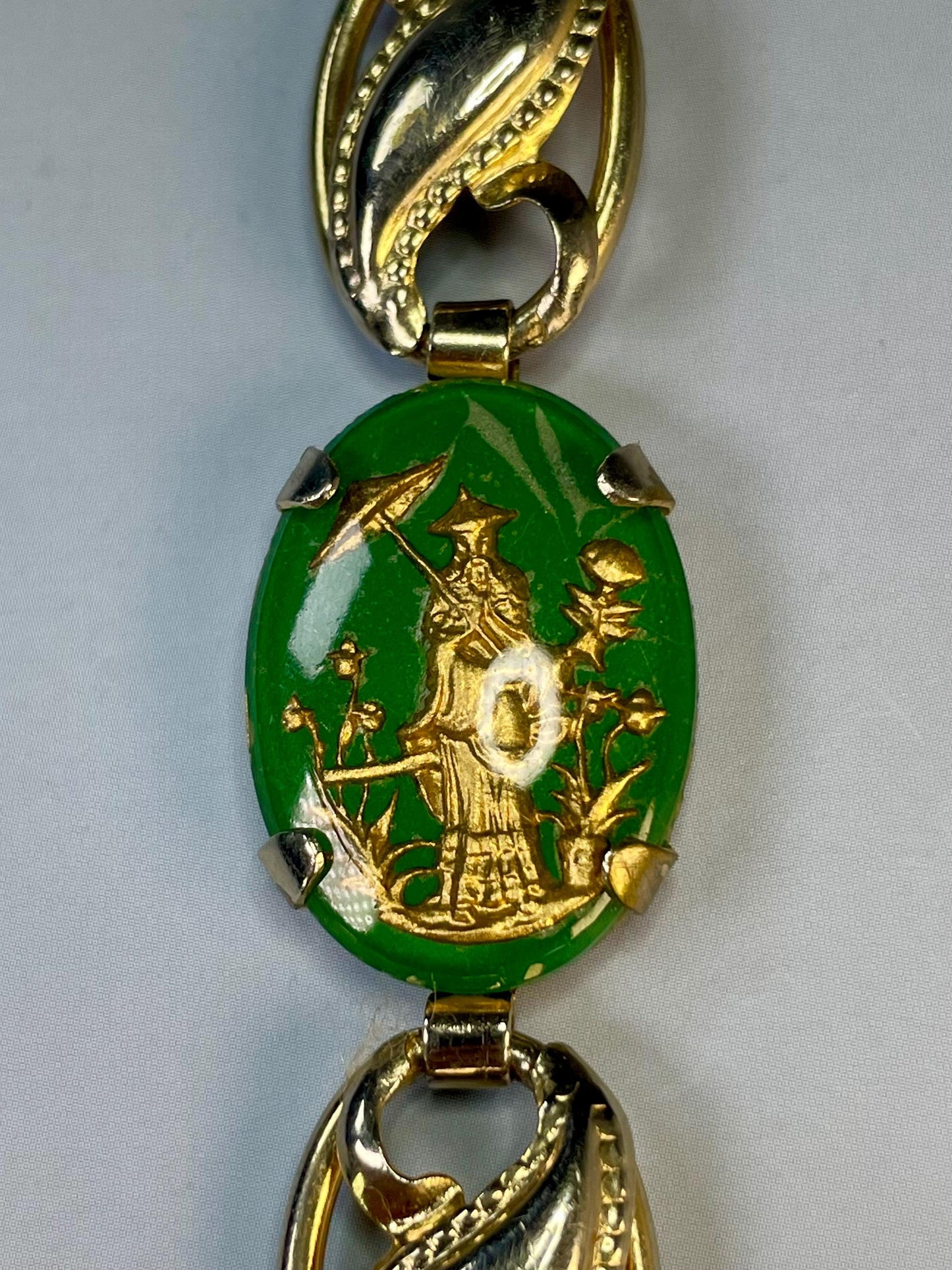 Elegant Vintage Enamel and Gold-Tone Bracelet