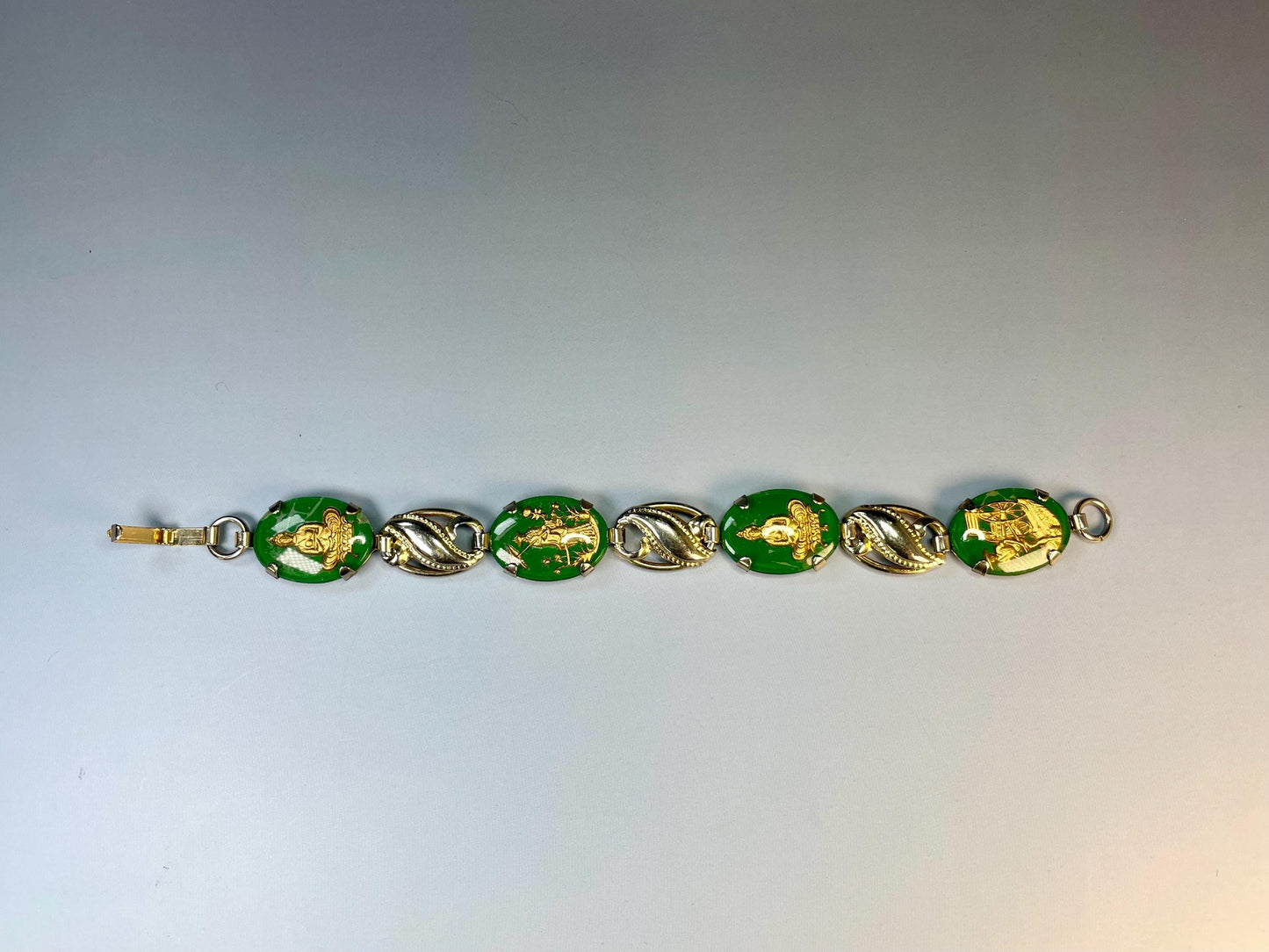 Elegant Vintage Enamel and Gold-Tone Bracelet