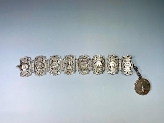 Classic Metal Link Bracelet with Parisian Imagery  Timeless and Versatile