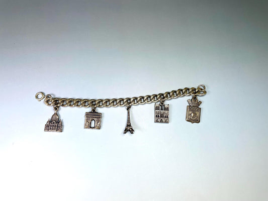 Classic Metal Link Bracelet with Paris Charms  Timeless and Versatile