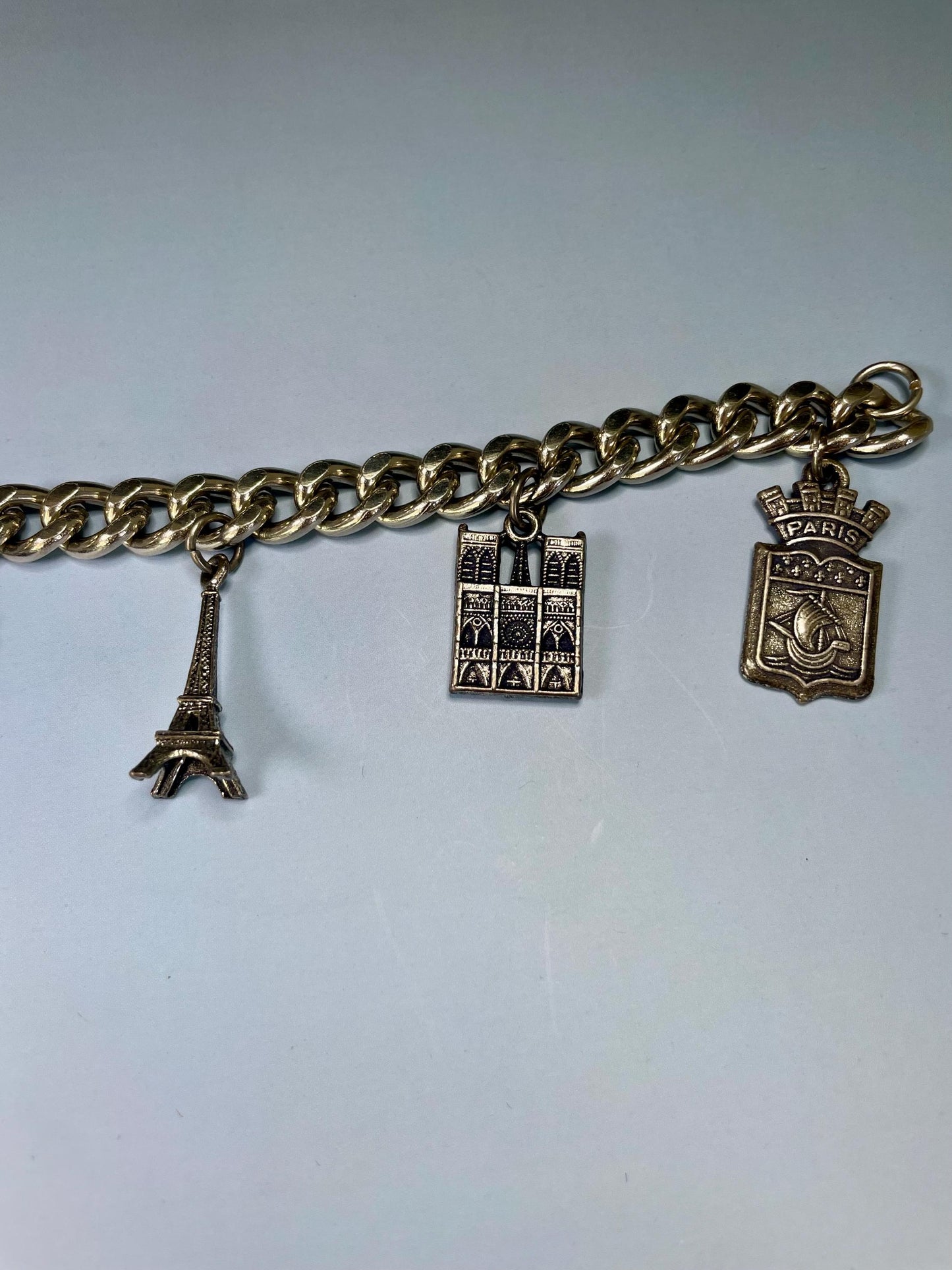 Classic Metal Link Bracelet with Paris Charms  Timeless and Versatile