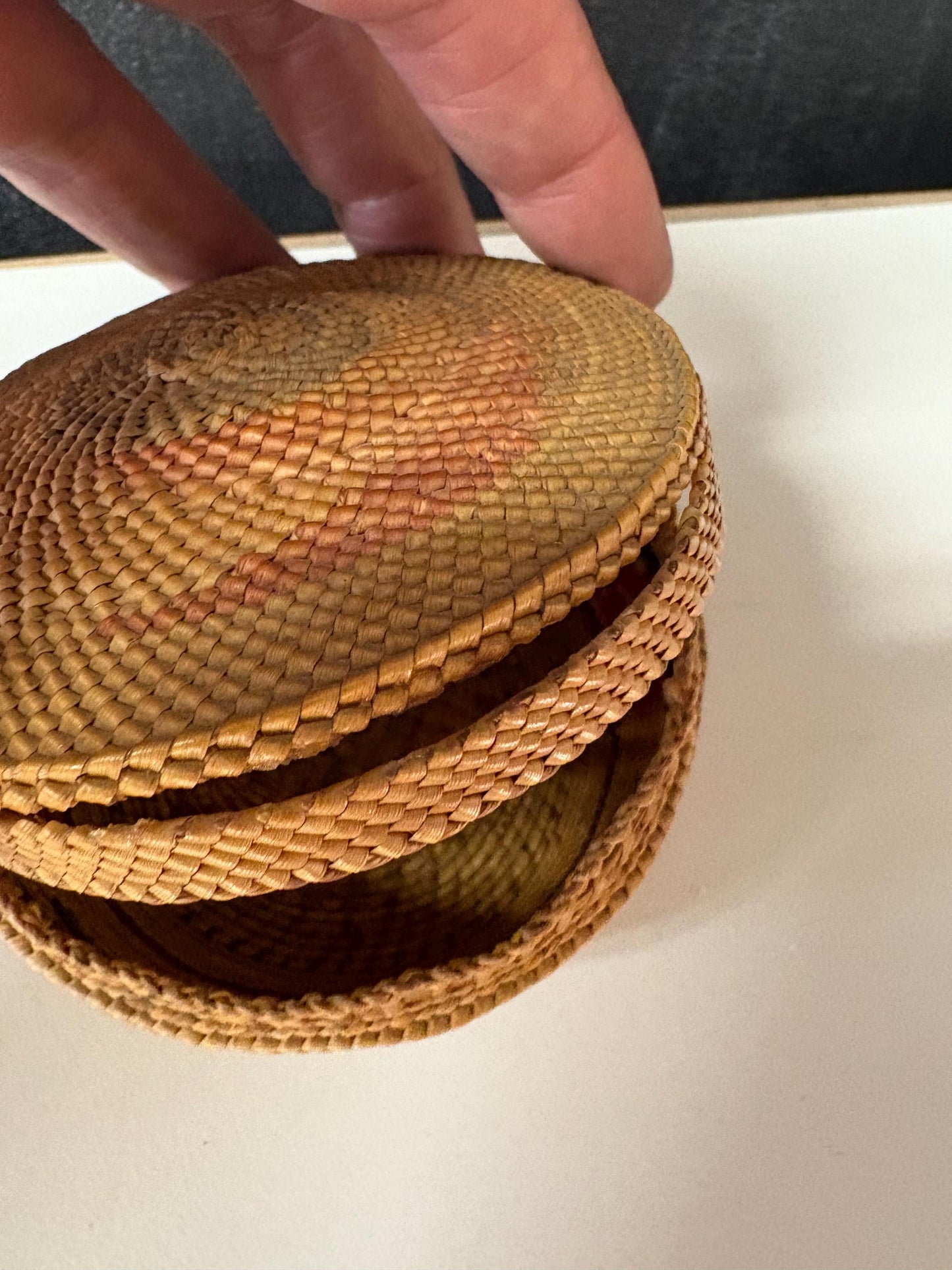 Indigenous first nations coast Salish basket with damage  4 x 2  great example and really great value