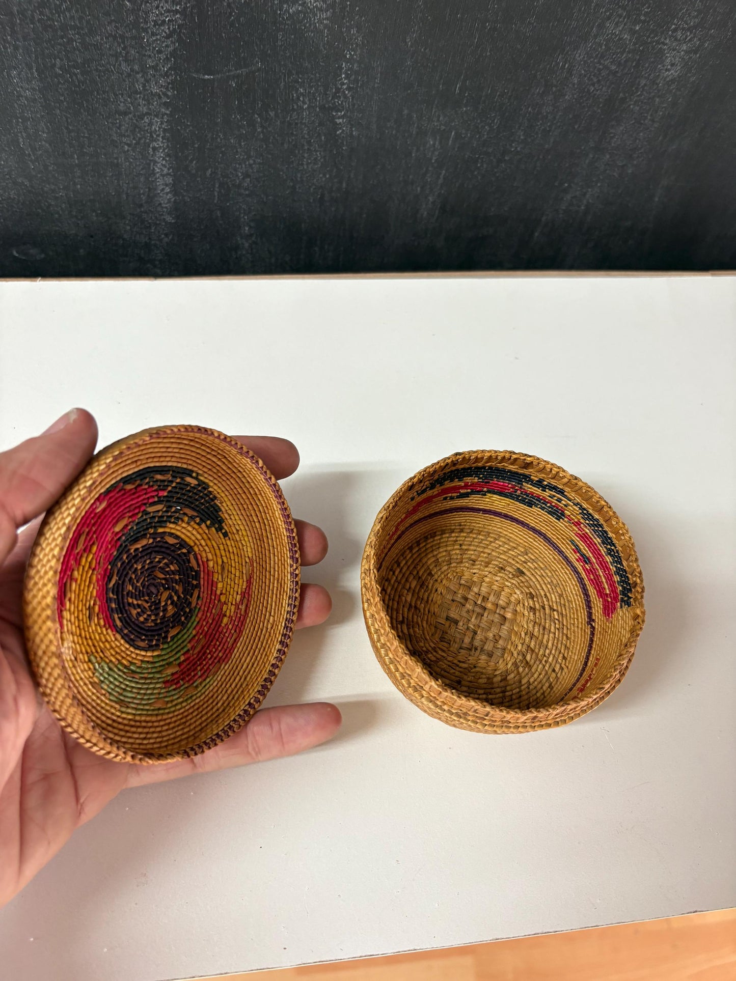 Indigenous first nations coast Salish basket with damage  4 x 2  great example and really great value