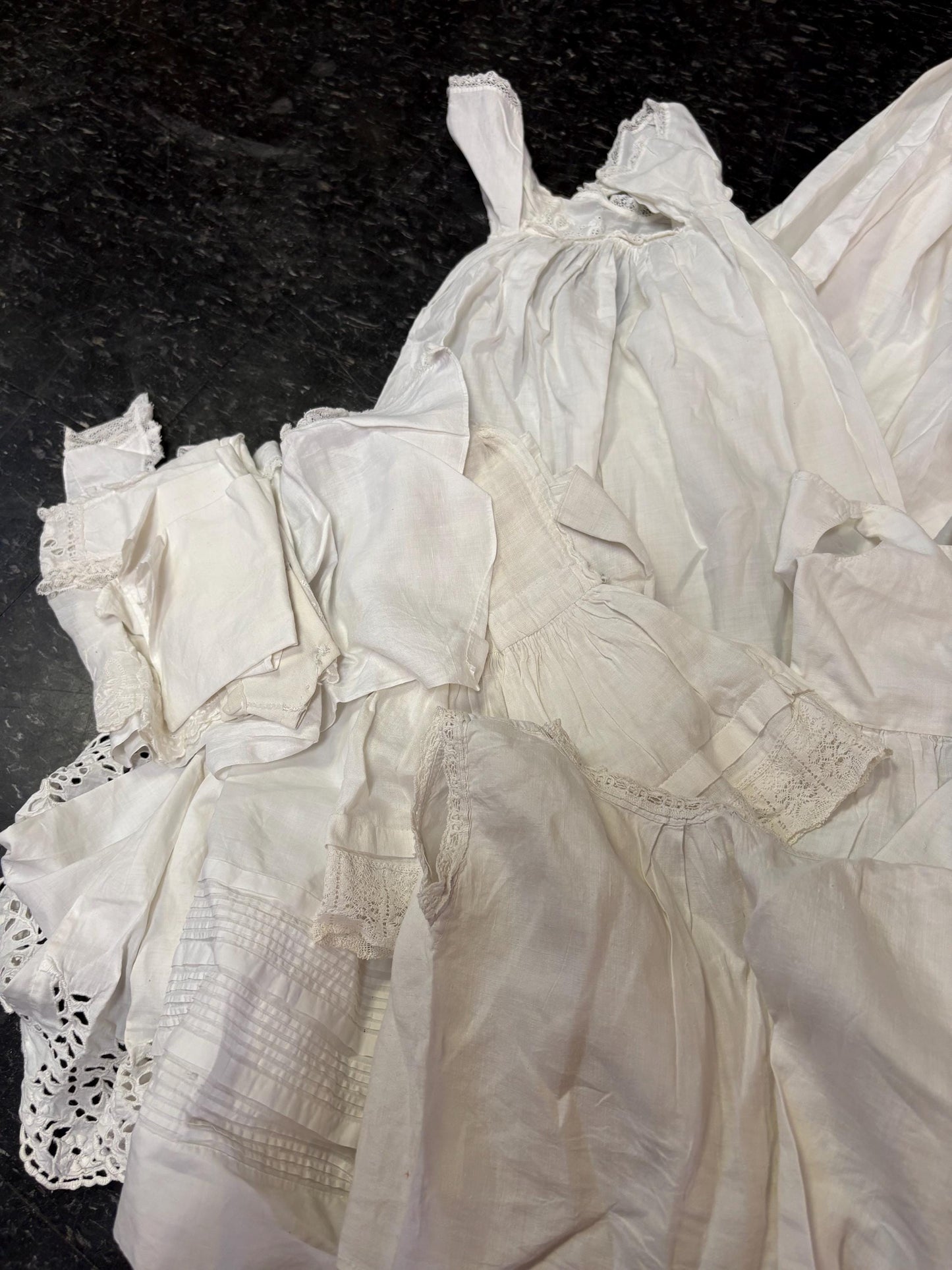 Collection of antique doll clothes all for one low price  from large collection  wow deal  good condition see photos