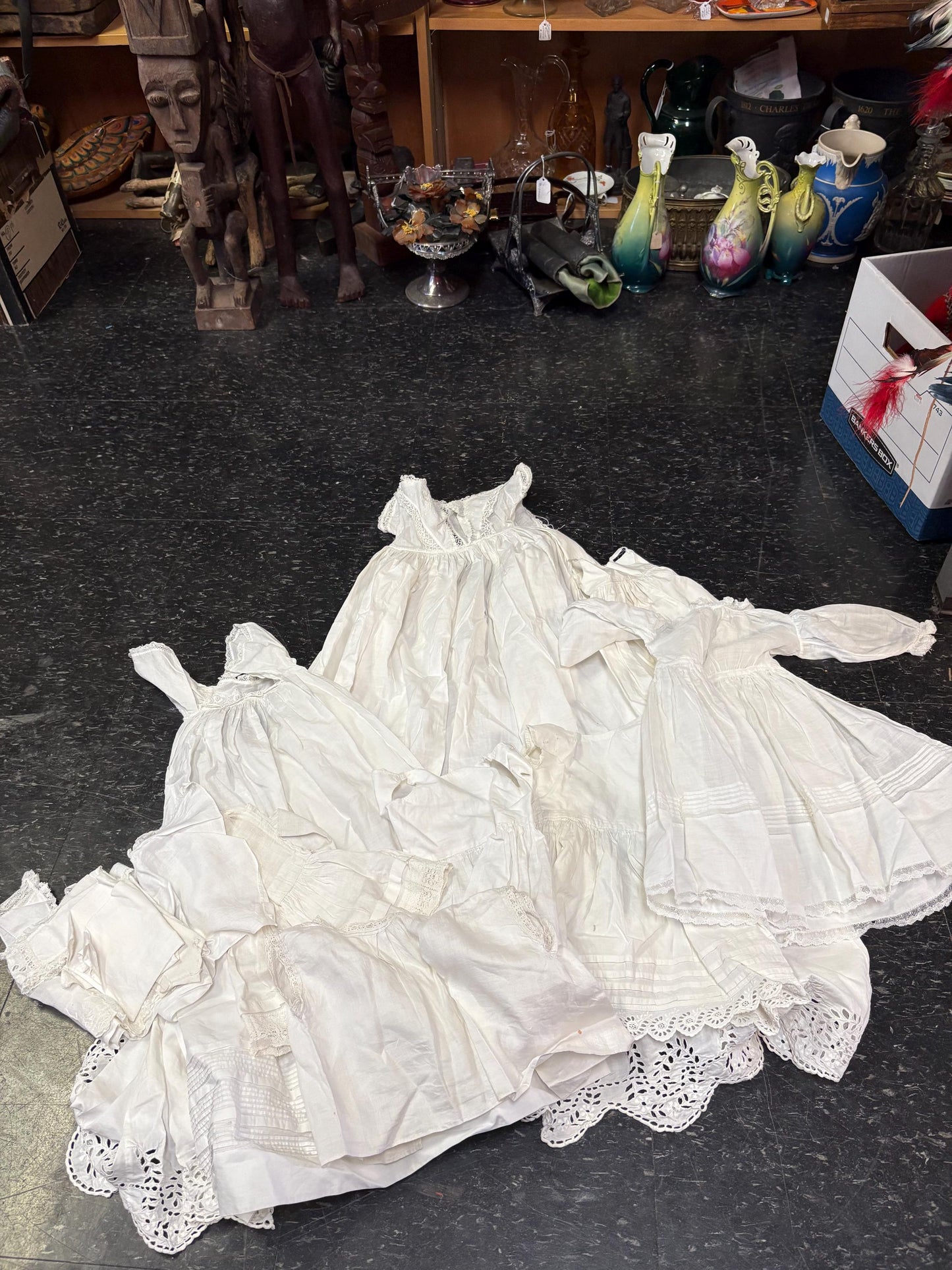 Collection of antique doll clothes all for one low price  from large collection  wow deal  good condition see photos