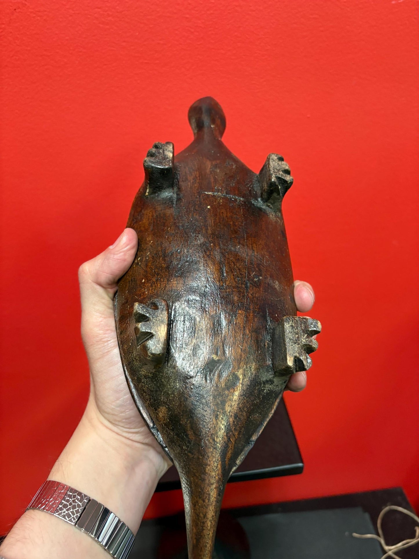 Lovely antique oceanic carved wooden turtle box very cool imagery and detail - great condition great gift  13 inches long  heavy