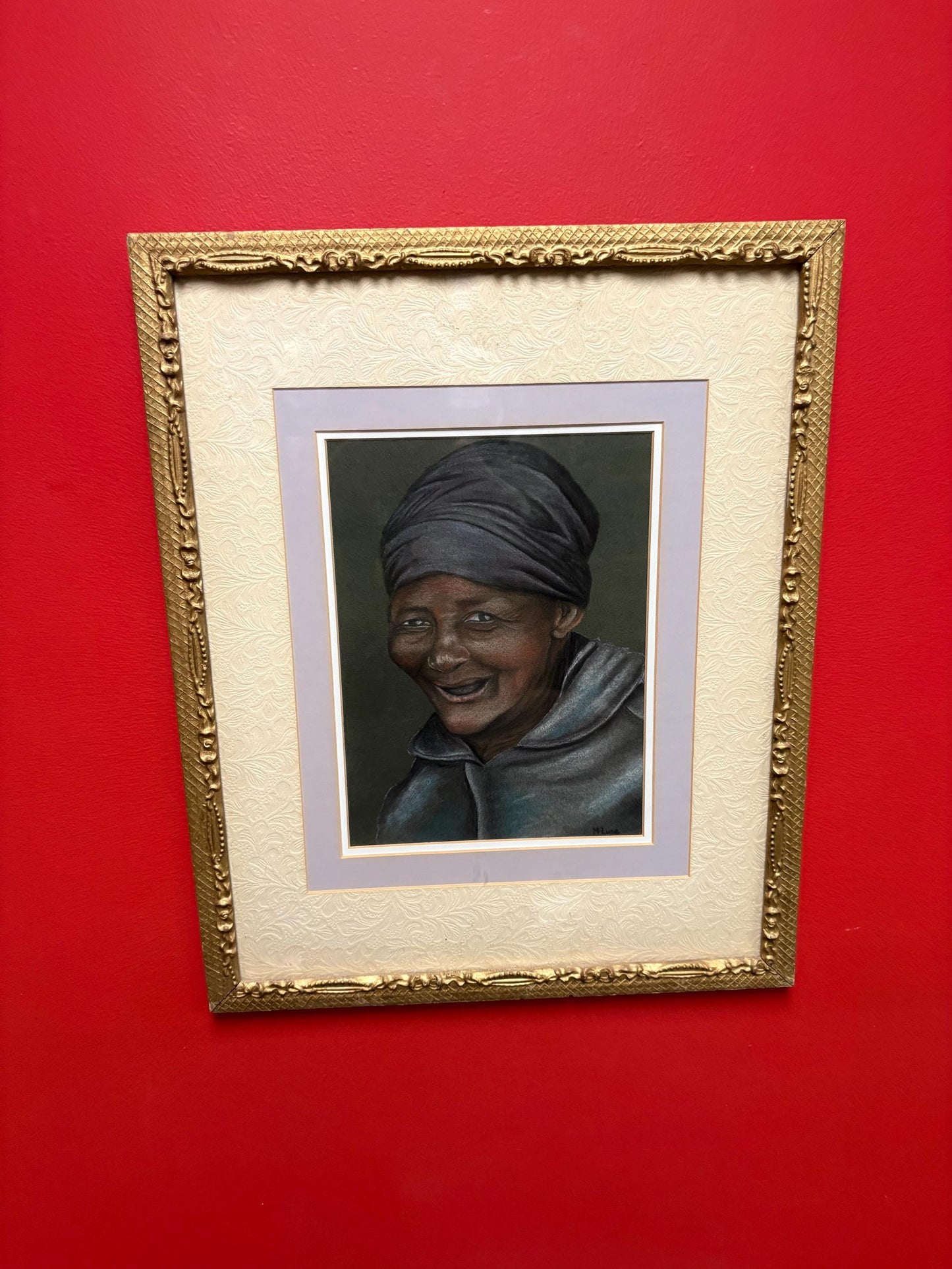 Beautiful 22 x 17 antique watercolour in fabulous gilt frame with great matte  super cool imagery  great condition  good value