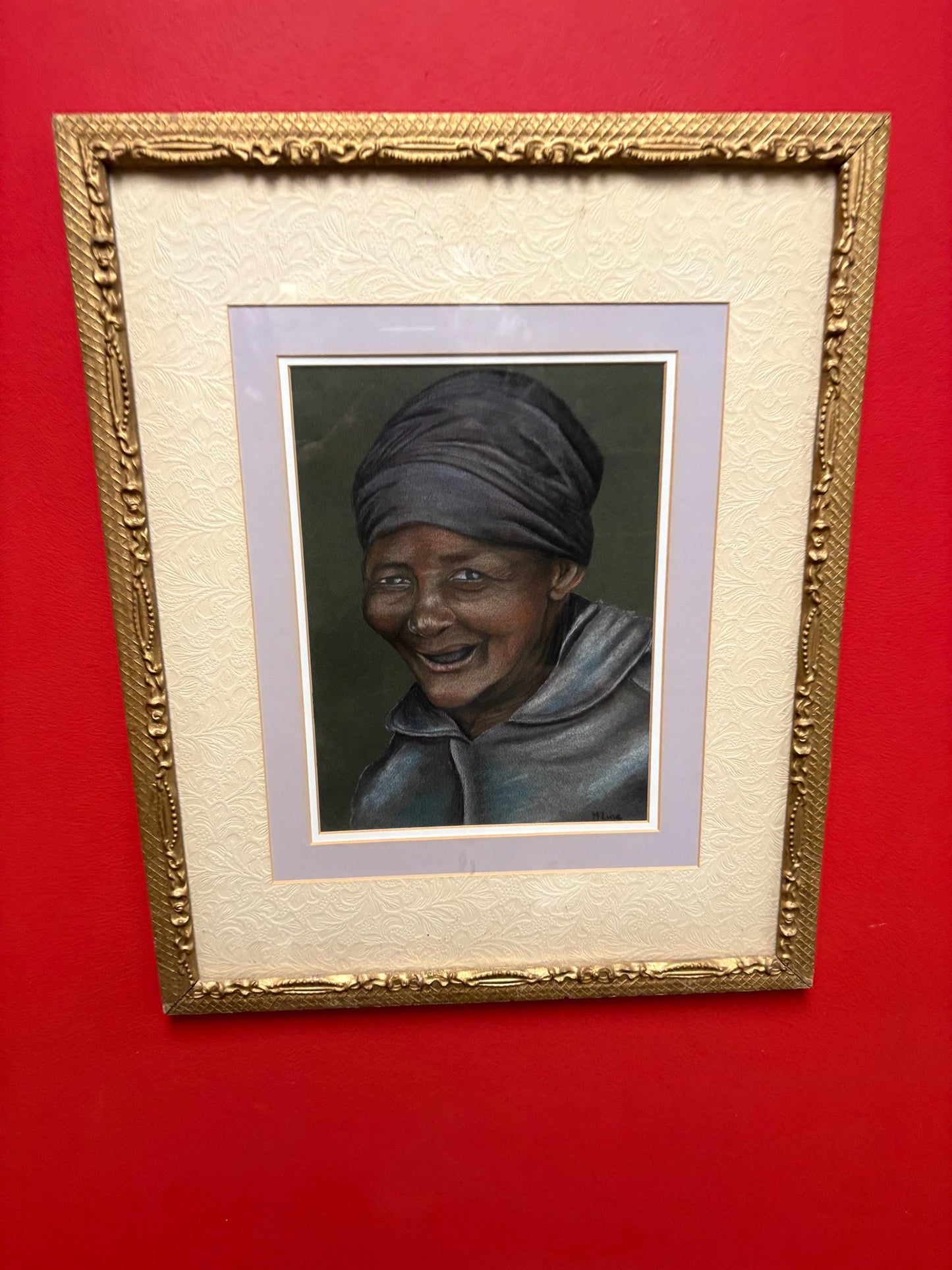 Beautiful 22 x 17 antique watercolour in fabulous gilt frame with great matte  super cool imagery  great condition  good value