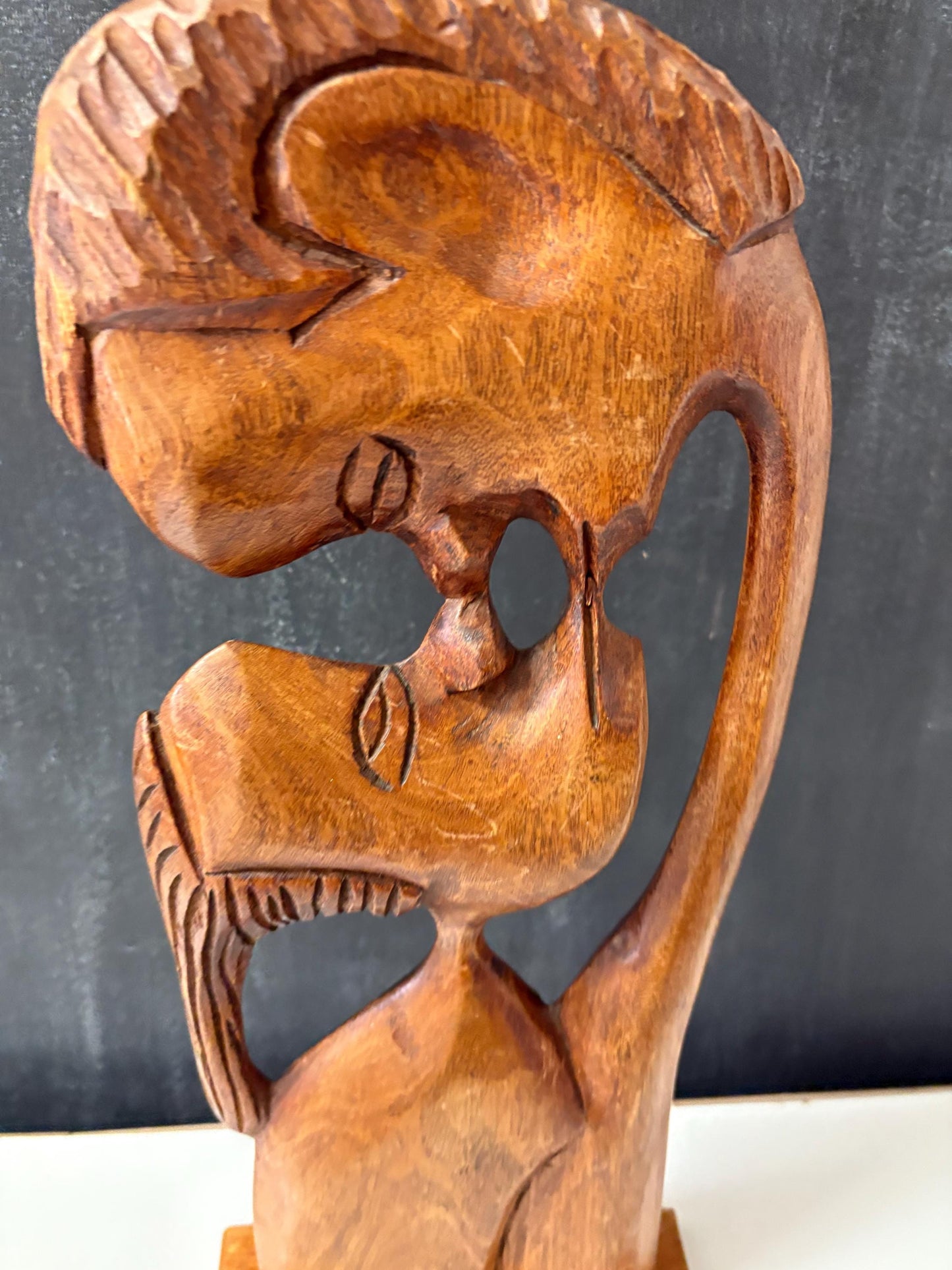 Very cool African kissing couple wooden statue  great gift and 17 x 7 wide