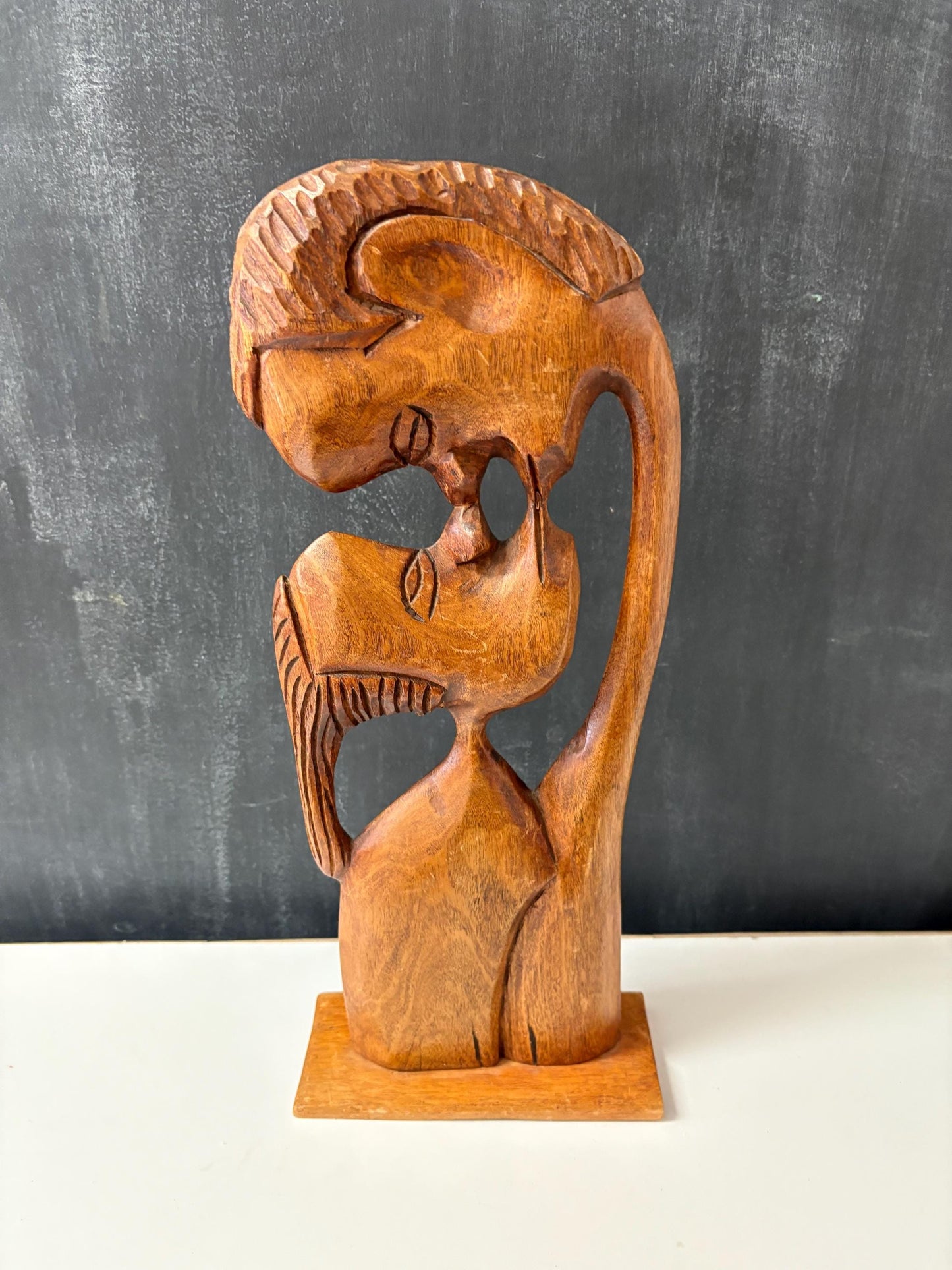 Very cool African kissing couple wooden statue  great gift and 17 x 7 wide