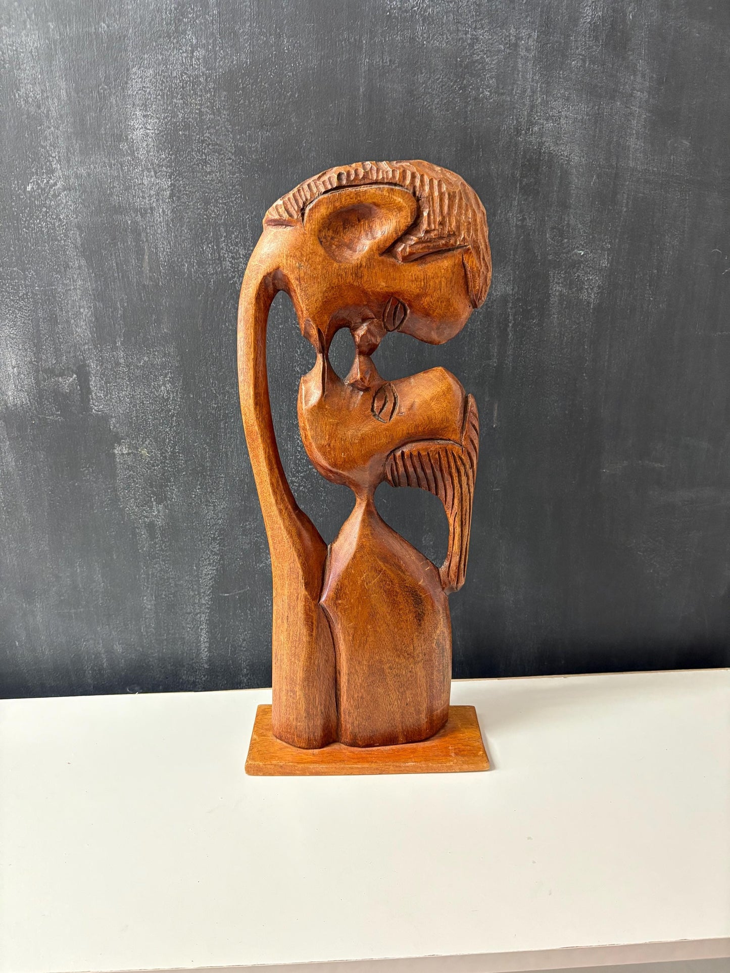 Very cool African kissing couple wooden statue  great gift and 17 x 7 wide